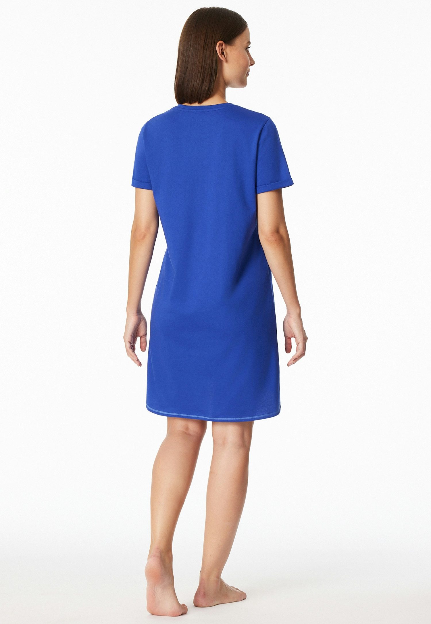 Schiesser Nachthemd Casual Essentials mit Statement-Print, Baumwolle, kurzärmelig, Rundhalsausschnitt