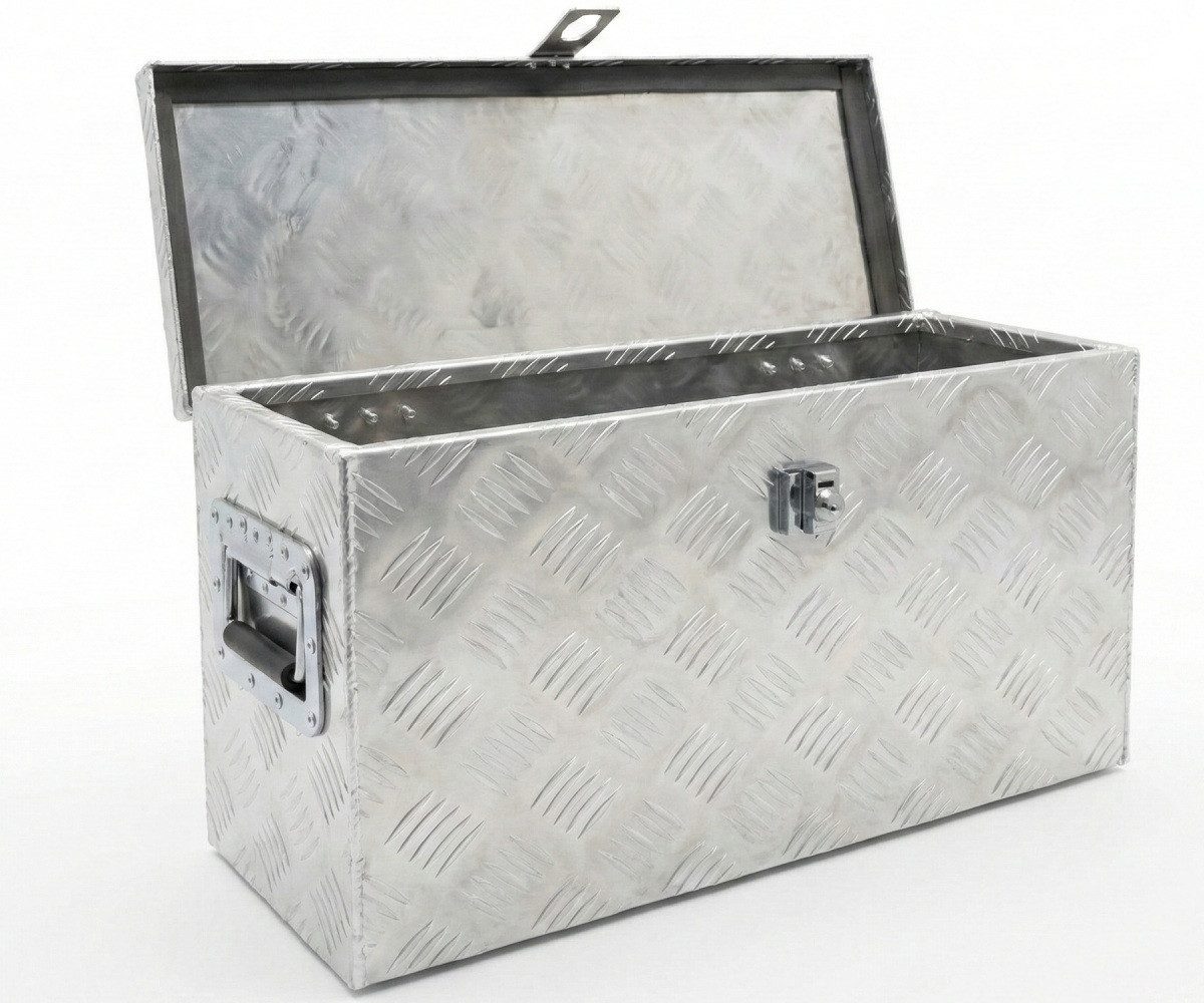 Systafex® Anhänger-Deichselbox Alu Deichselbox Staubox 60x23,5x30 cm abschließbar, Seitliche Griffe