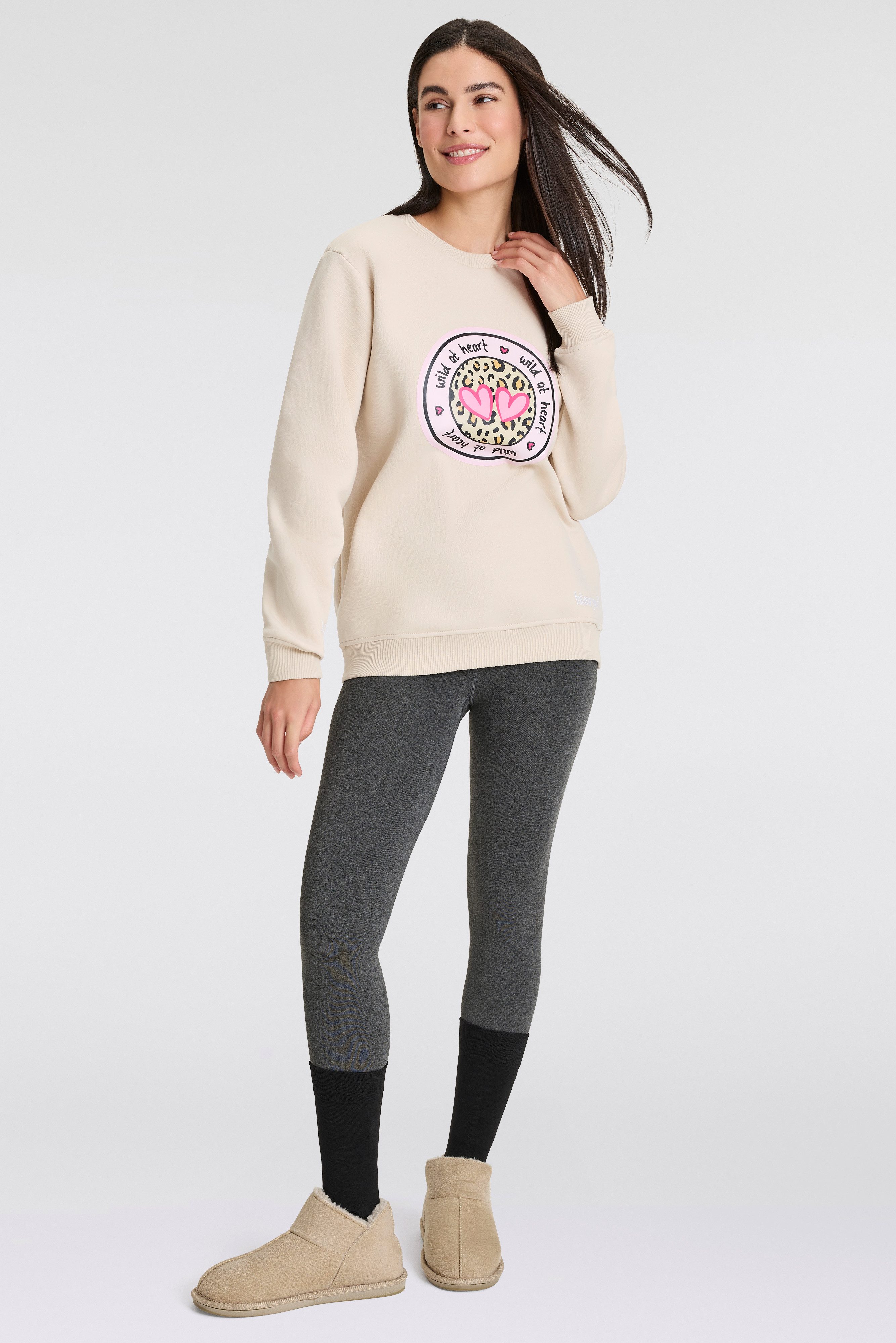 Zwillingsherz Sweatshirt mit "Wild at Heart"-Aufdruck günstig online kaufen