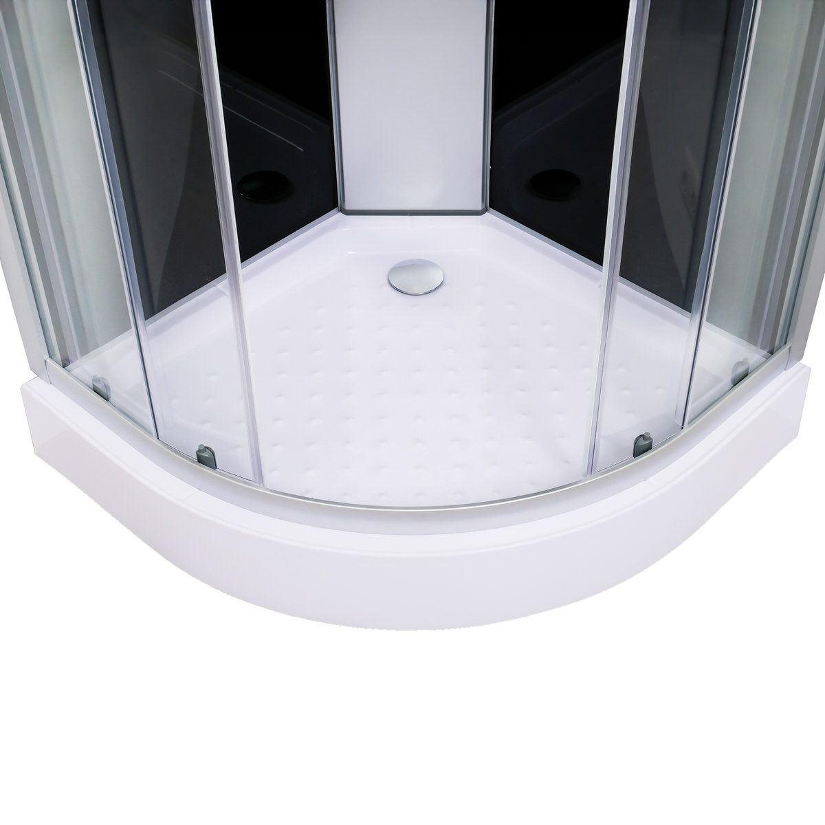 Aloni corner shower SK2479, complete set with shower tray, shower head, back panel & drain, tempered safety glass (according to EN 1250-1), 1-piece, with sliding door, space-saving shower for small bathrooms with glass partition