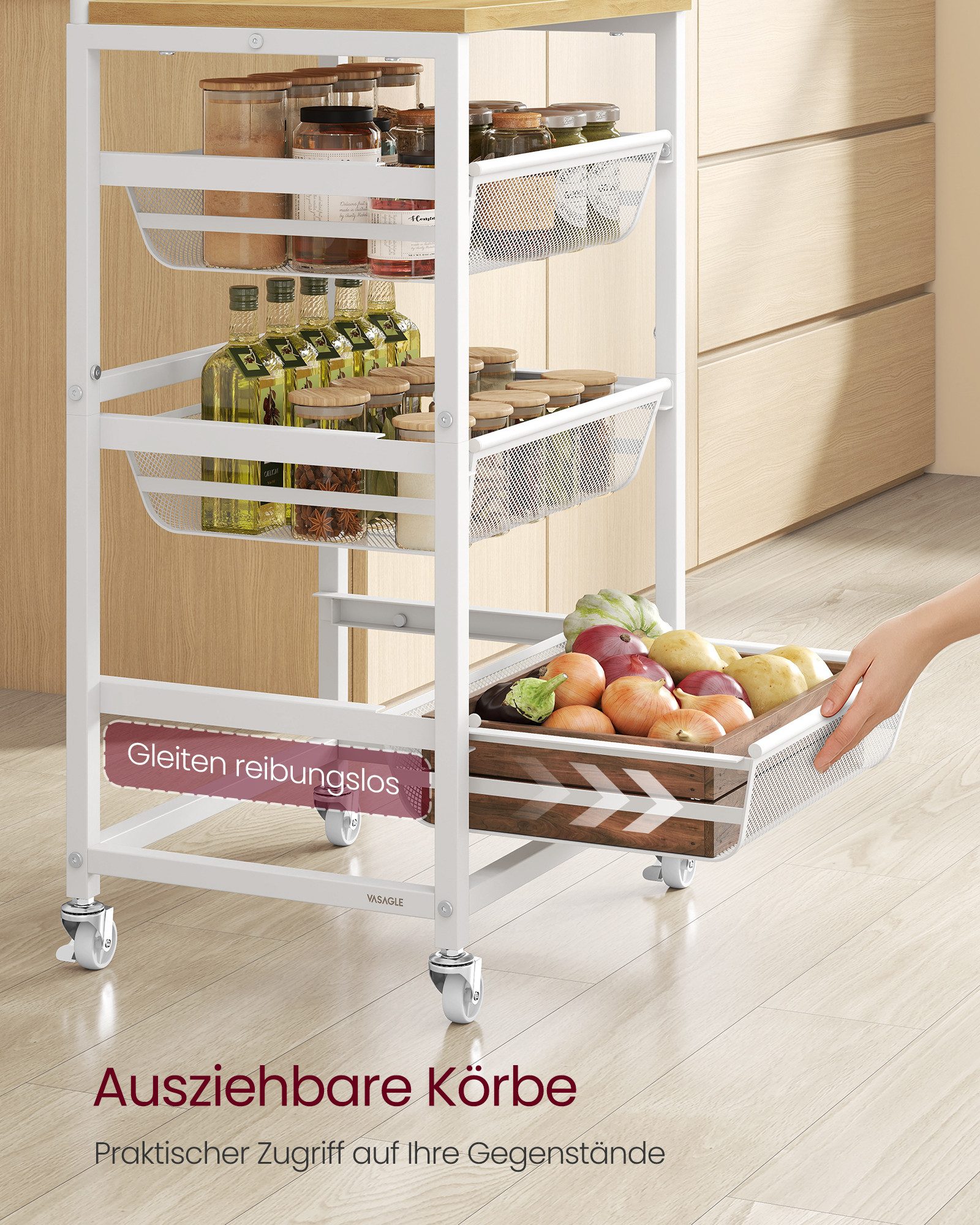 VASAGLE Beistellwagen, Servierwagen mit 4/5 Ebenen, Rollwagen, 31,7 x 40 x günstig online kaufen
