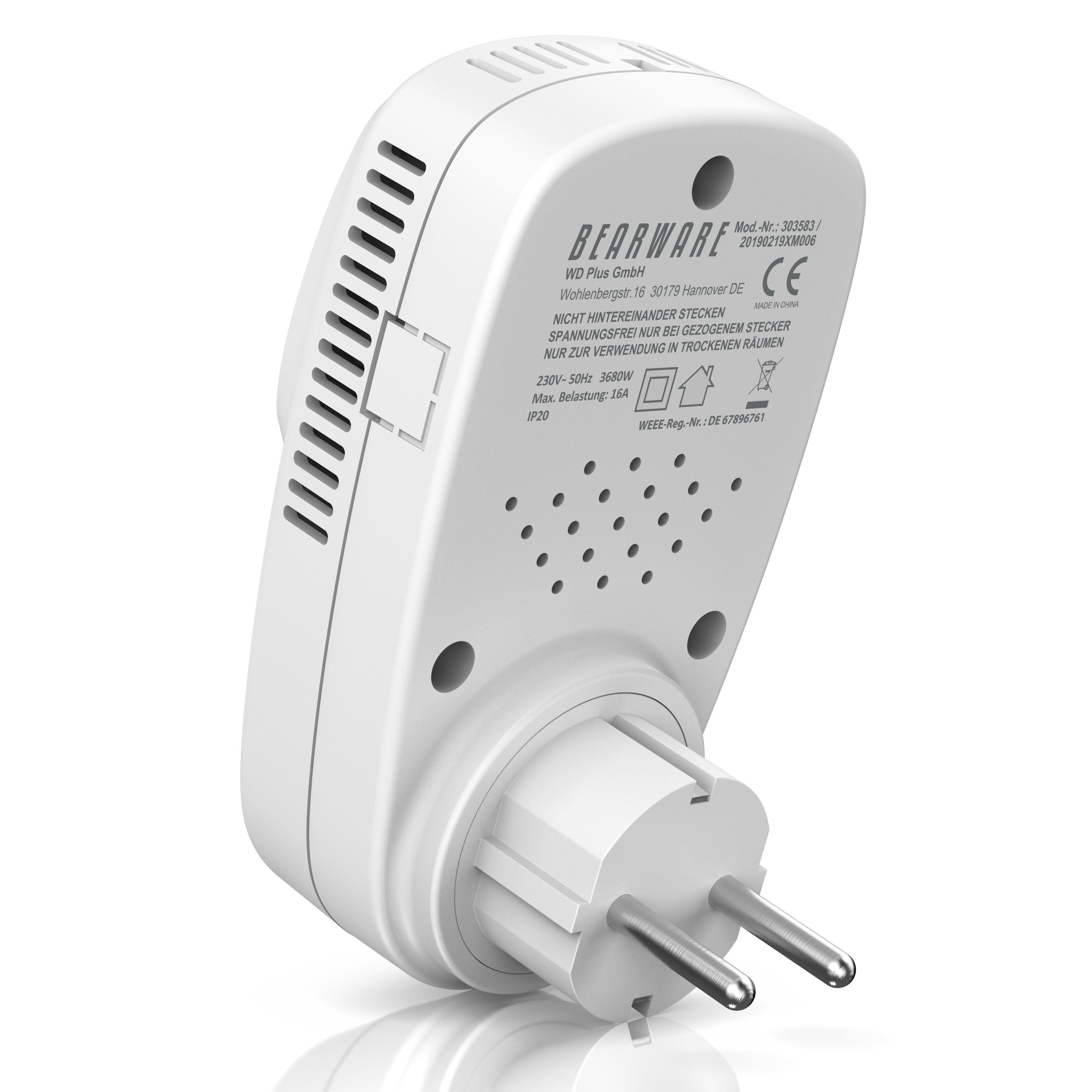 BEARWARE Temperaturregelung digital 5° Steckdosen-Thermostat, max. programmierbar, 35°C – W, 1-St., 3680