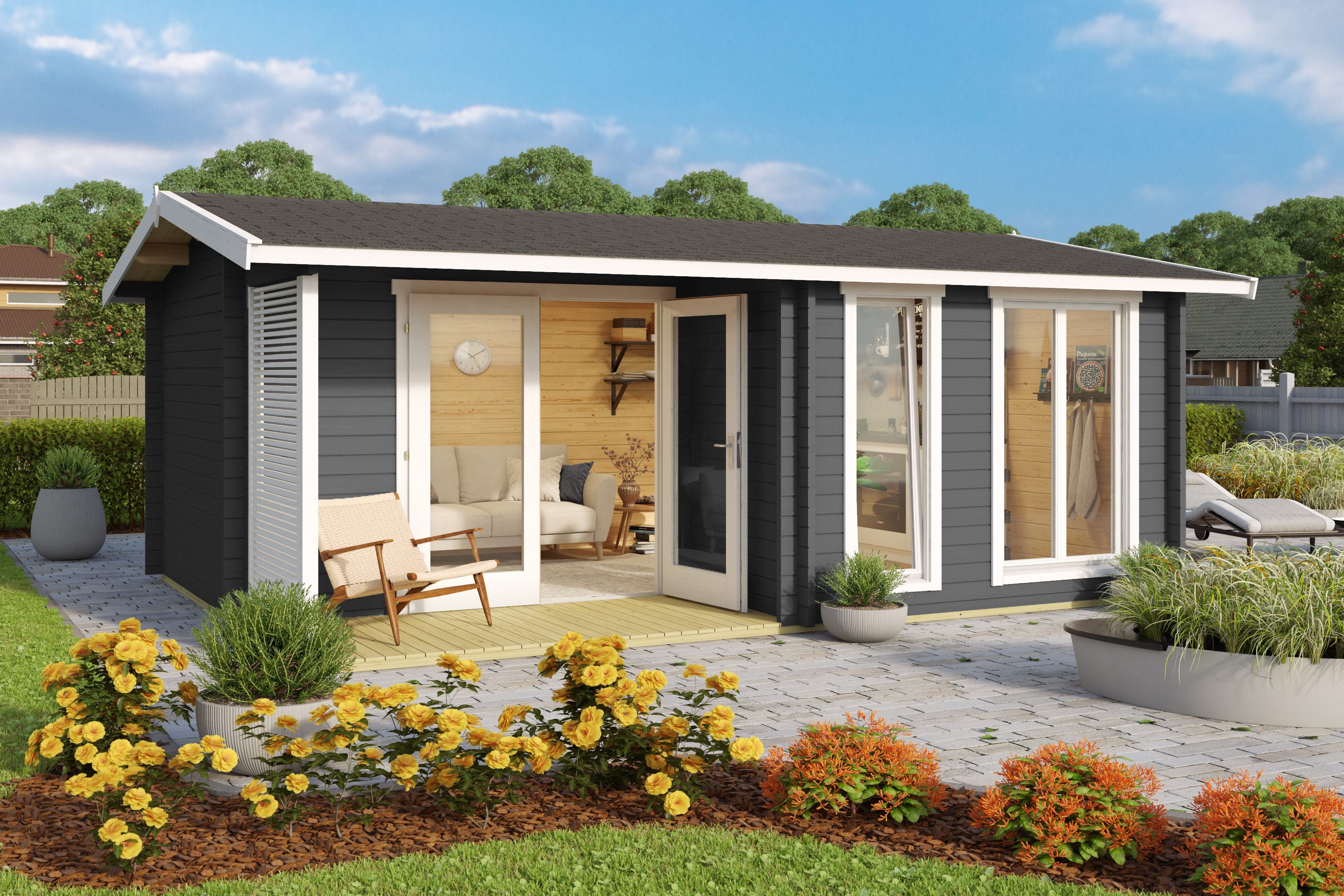 LASITA MAJA Gartenhaus BRIGHTON, BxT: 580x430 cm, (Set, inkl. Fußbodenbretter zum Verlegen)