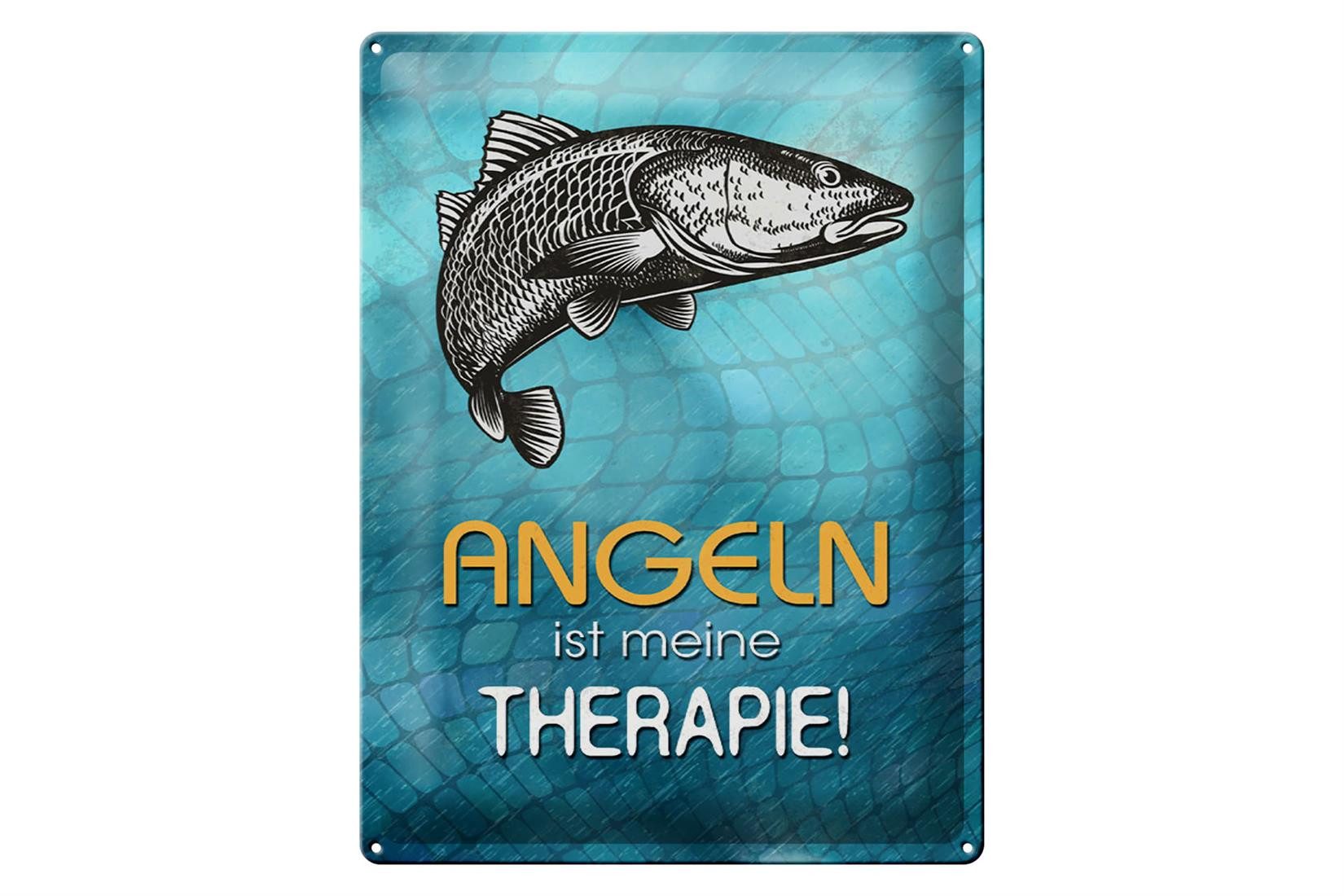 Metallschild Spruch 30x40cm Angeln ist meine Therapie