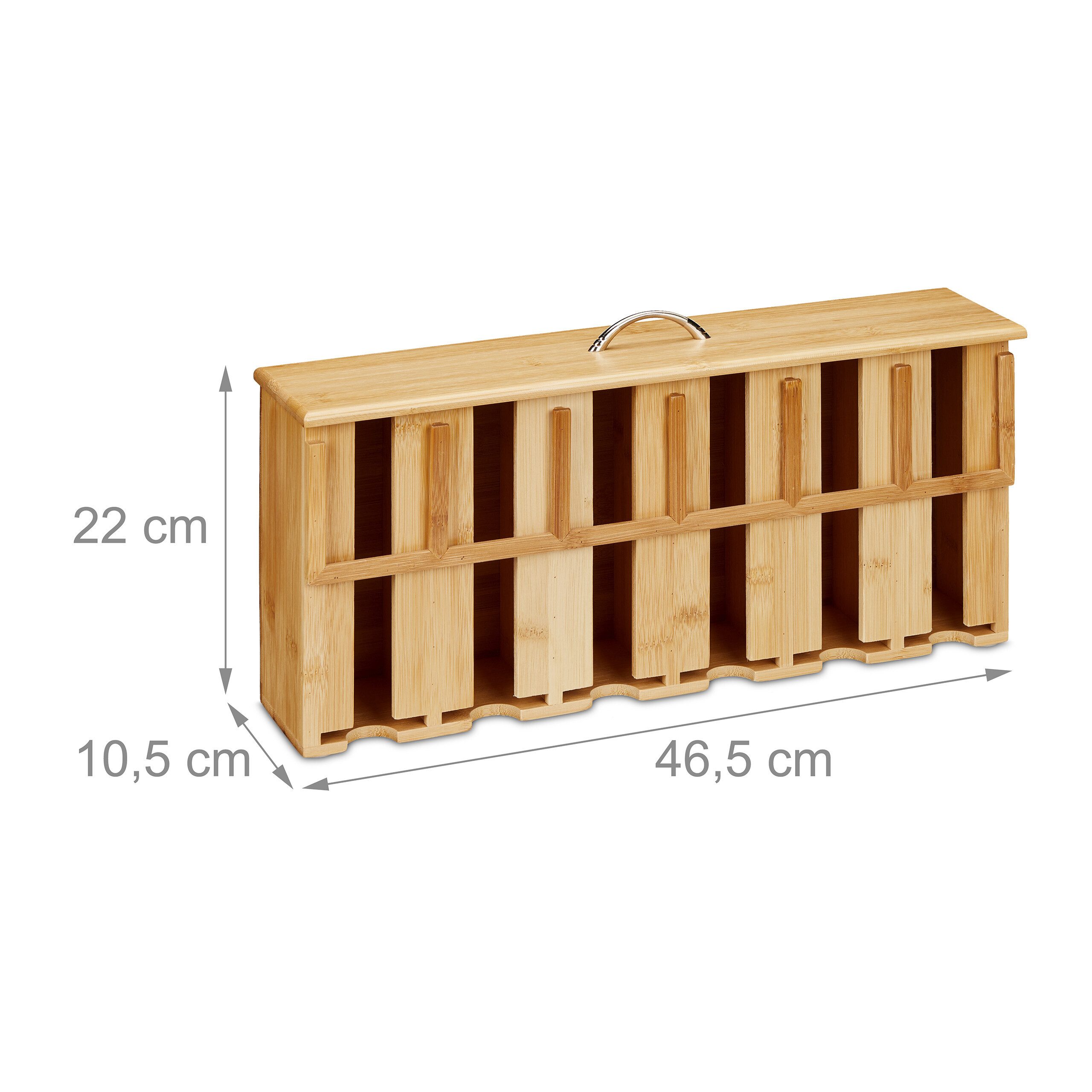 relaxdays Teebox Bambus Teebeutelspender mit 6 Fächern, Bambus