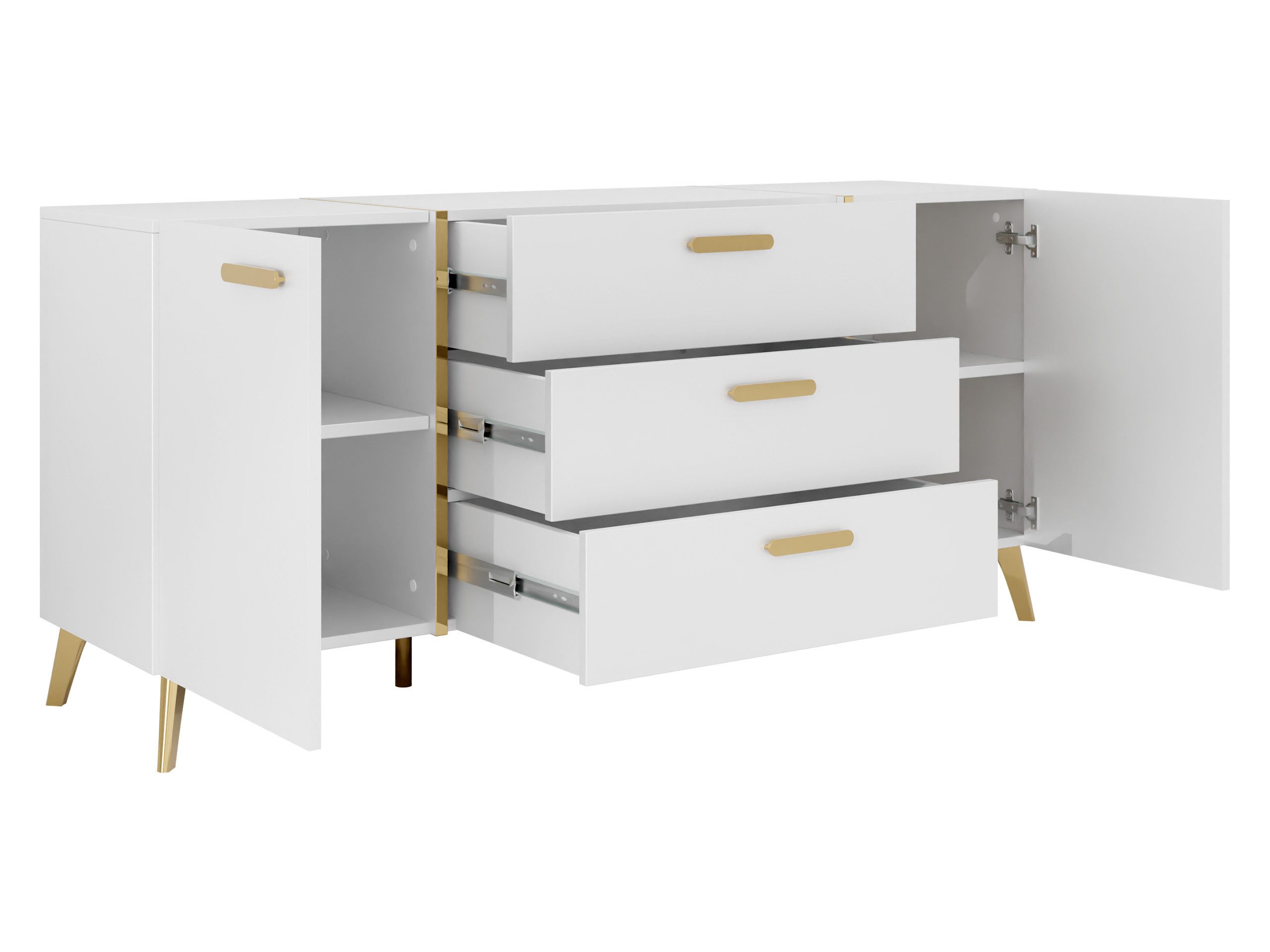 MIRJAN24 Wohnzimmer-Set Picru I, (3er-Set, Kommode, TV-Lowboard, Couchtisch), Griffe und Füße in der Farbe Gold