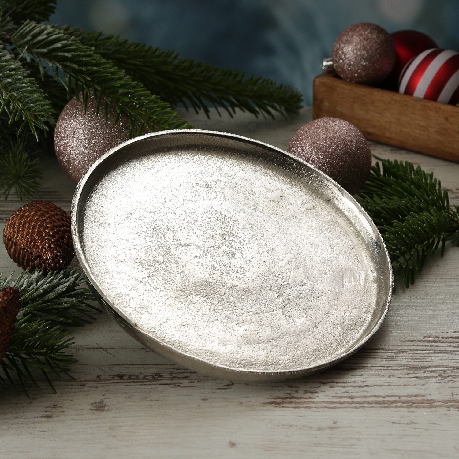 MARELIDA Dekoteller Dekoschale Dekotablett Kerzenteller Aluminium rund D: 2 günstig online kaufen