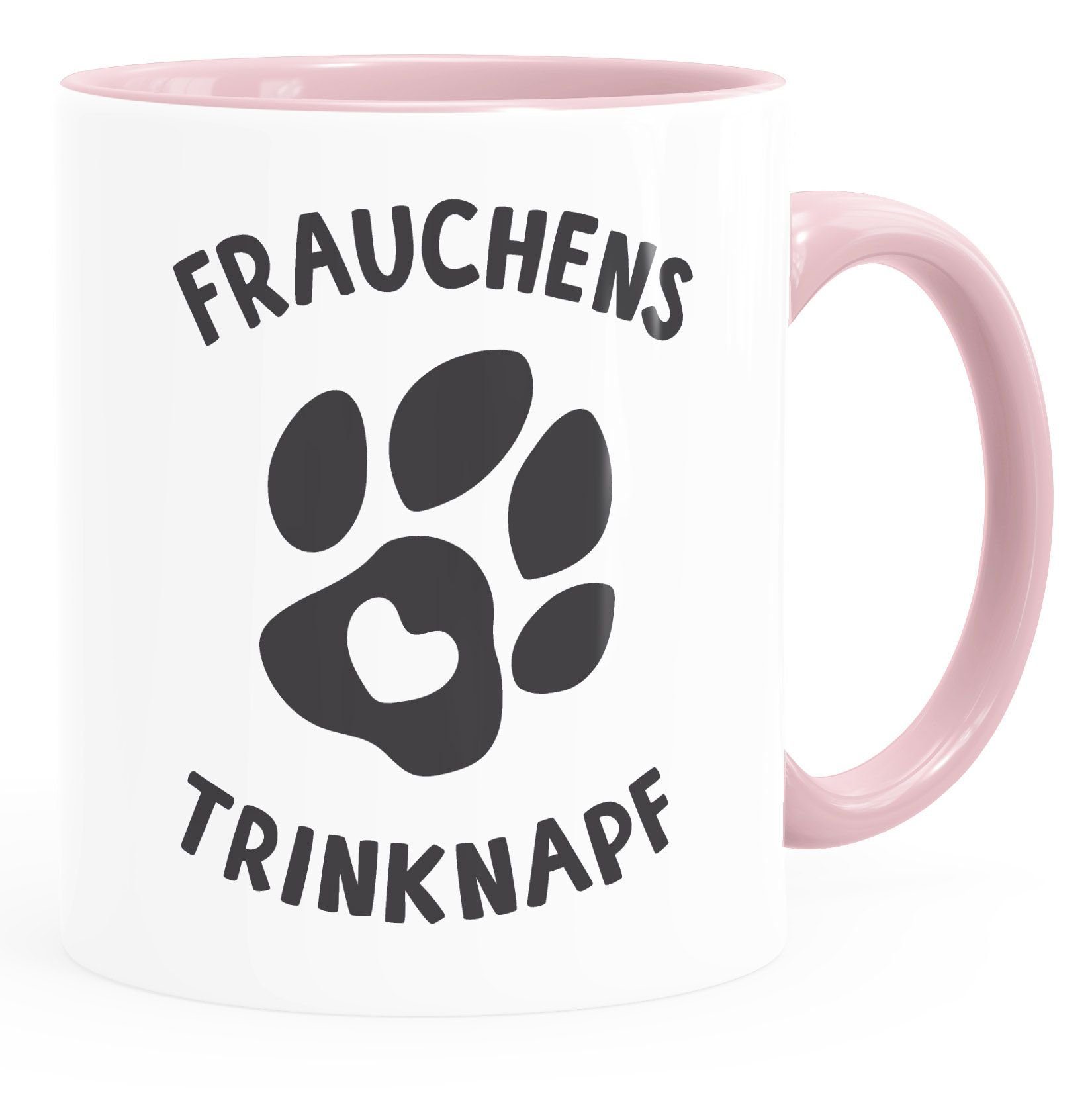 Tasse Trinknapf Becher Keramik MoonWorks MoonWorks®, Spruch Hundepfote-Motiv Kaffee-Tasse Hundeliebhaber Bürotasse Tasse Frauchens