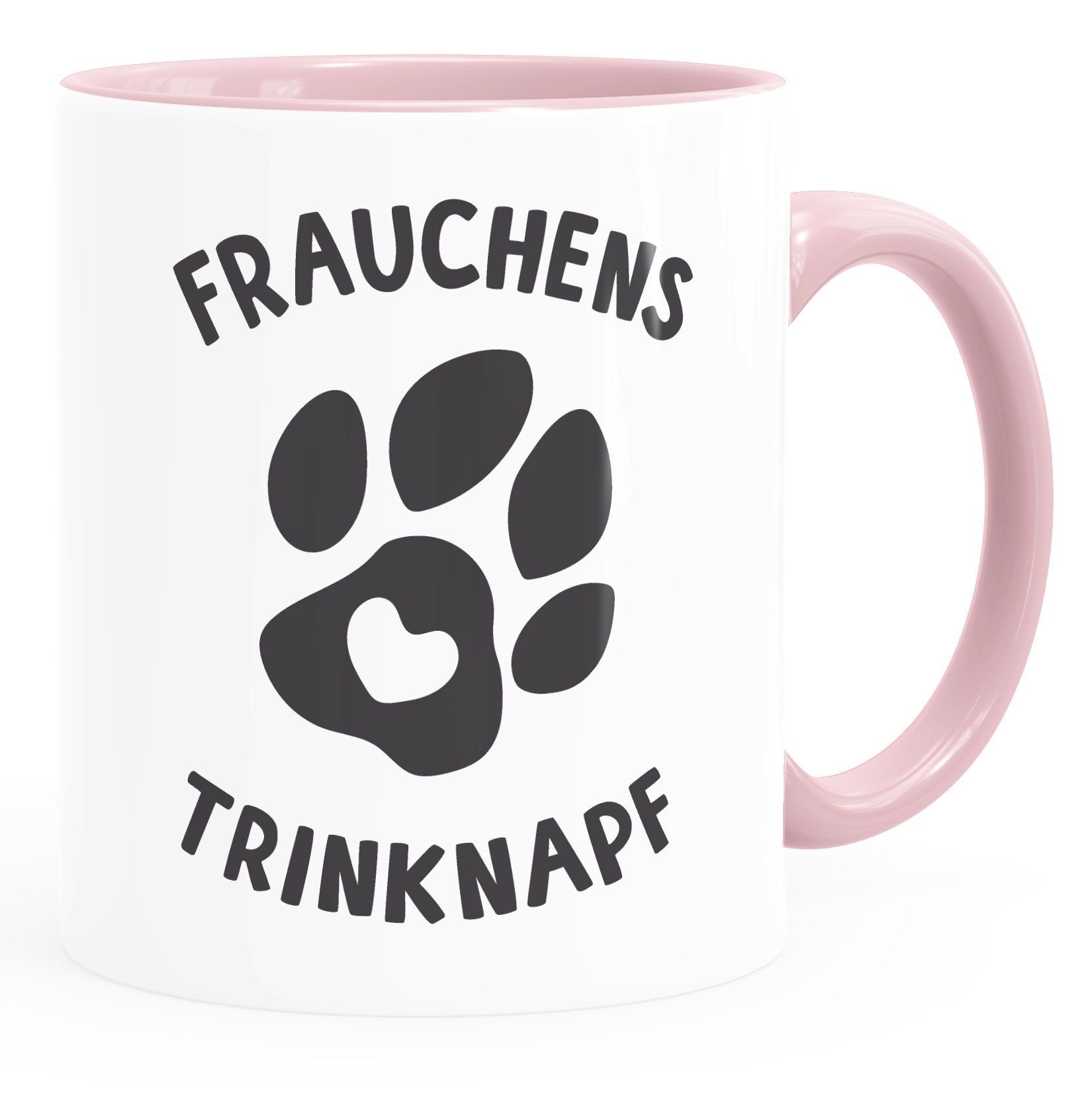 MoonWorks Tasse Kaffee-Tasse Spruch Frauchens Trinknapf Hundepfote-Motiv Becher Bürotasse Tasse Hundeliebhaber MoonWorks®, Keramik