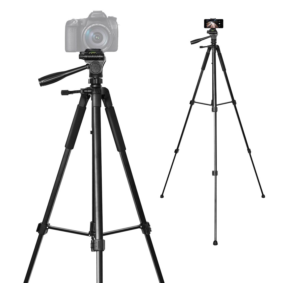 Handy) Dreibeinstativ Stativ Tragbares Stativ für Kamera Leichte 3-Wege-Kopf (Aluminium 60-168cm Kamera Dreibein Tripod LifeImpree Dreibeinstativ, Fotostativ