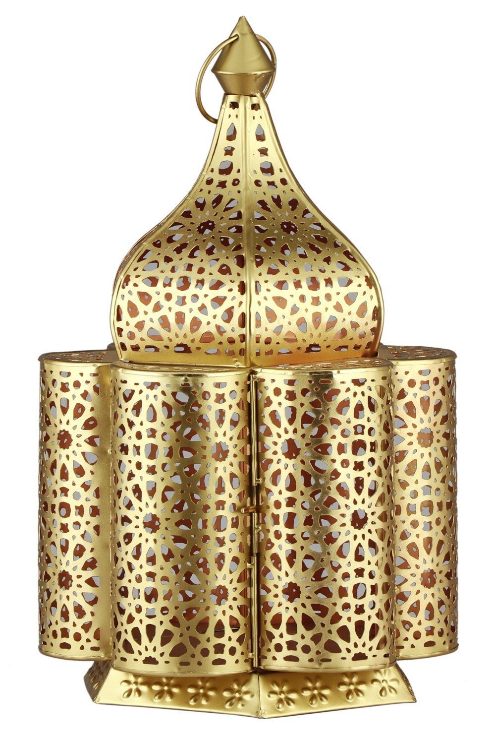 Marrakesch Orient & Mediterran Interior Nachttischlampe Orientalische Tischlampe Feryal handgefertigt aus Metall in Gold 37 cm, Handarbeit