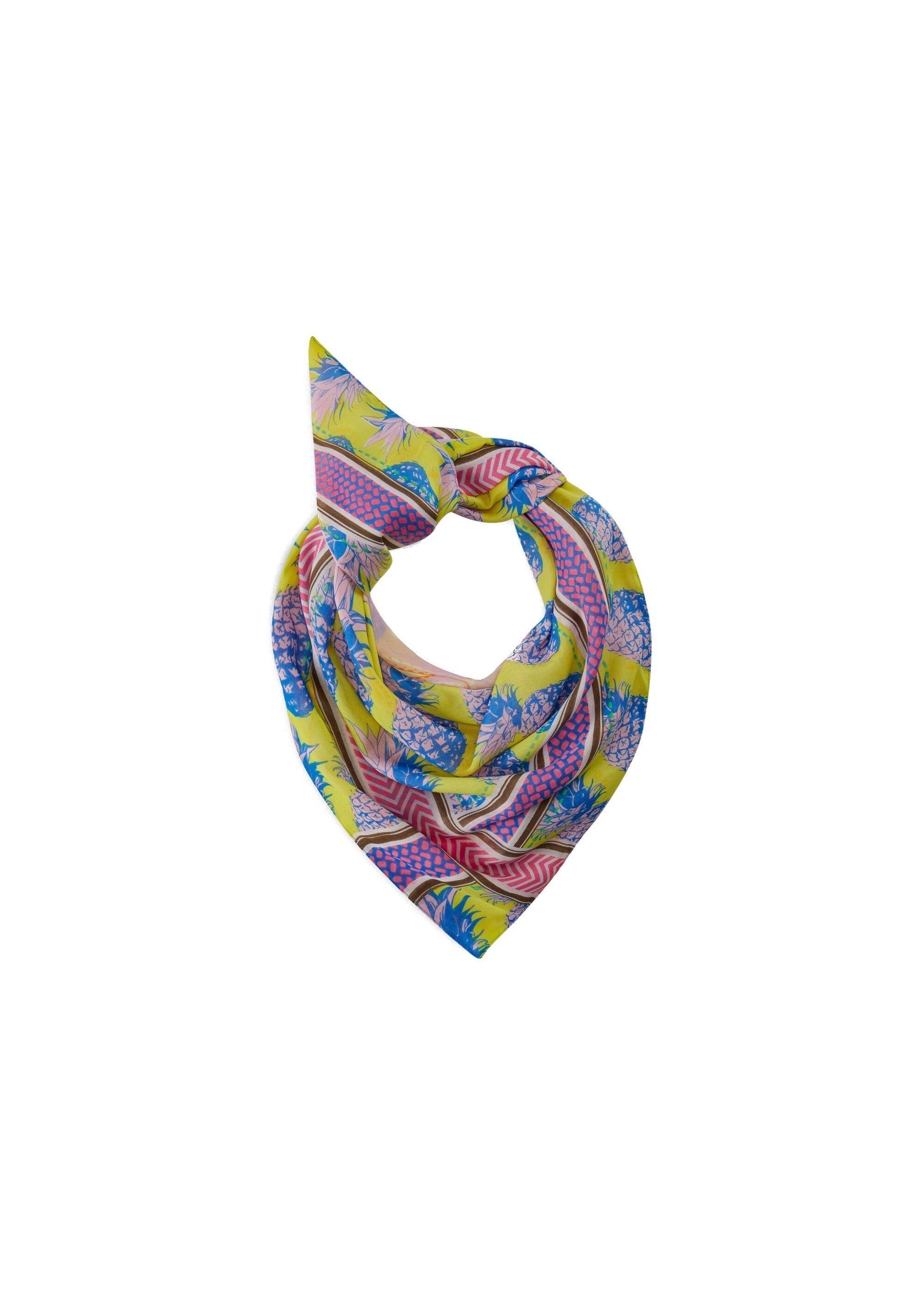 Modeschal Nachhaltiges Dreieckstuch mit Ananas- und Paisley-Print