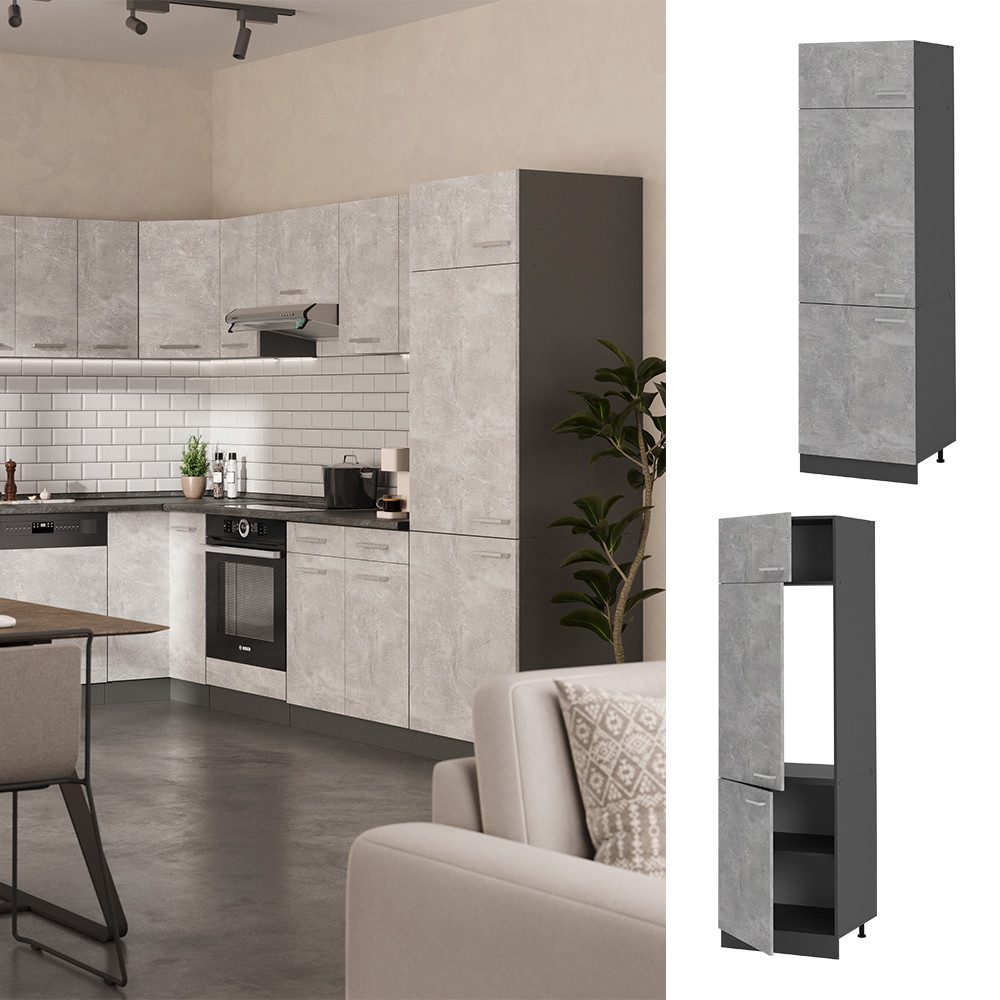 Vicco Kühlumbauschrank R-Line, Beton/Anthrazit, 60 cm günstig online kaufen