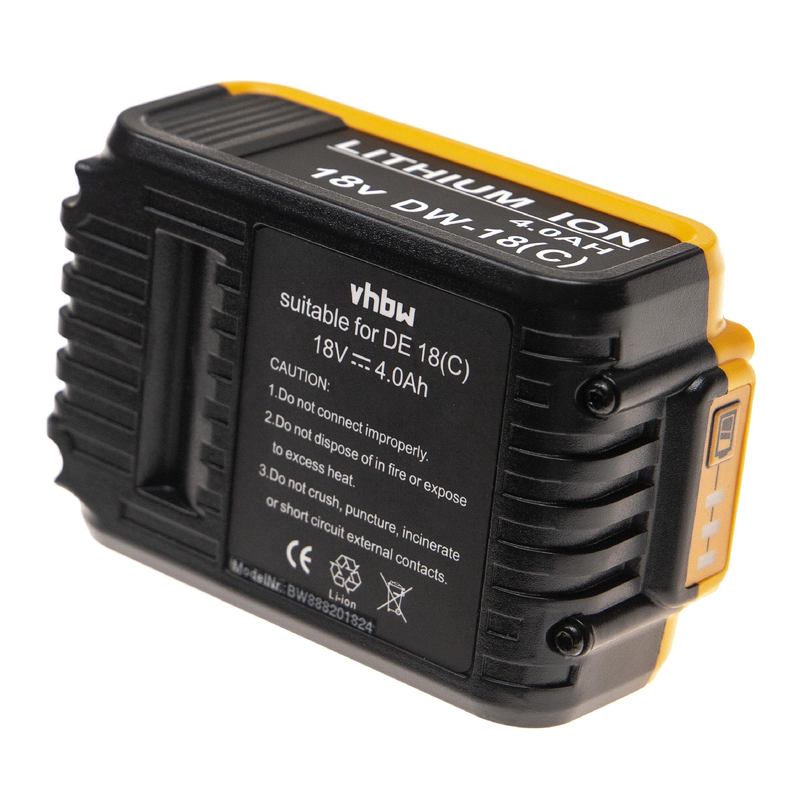 vhbw Ersatz für Dewalt DCB201, DCB201-2, DCB203, DCB204, DCB205, DCB206 für Akku Li-Ion 4000 mAh (18 V)