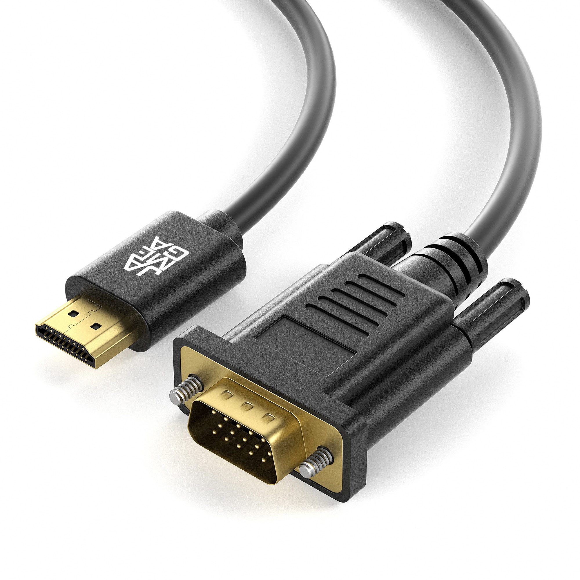 JAMEGA HDMI auf VGA Kabel - Konverter Audio & Videokabel für PC, Laptop HDTV HDMI-Kabel, HDMI Stecker, VGA Stecker, (150 cm)