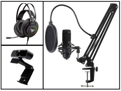 Hyrican »Striker Streamer Startup Collection Headset + Studio Mikrofon + Webcam« Eingabegeräte-Set, ST-GH530 + ST-SM50 + DW1 kabelgebunden, USB, schwarz