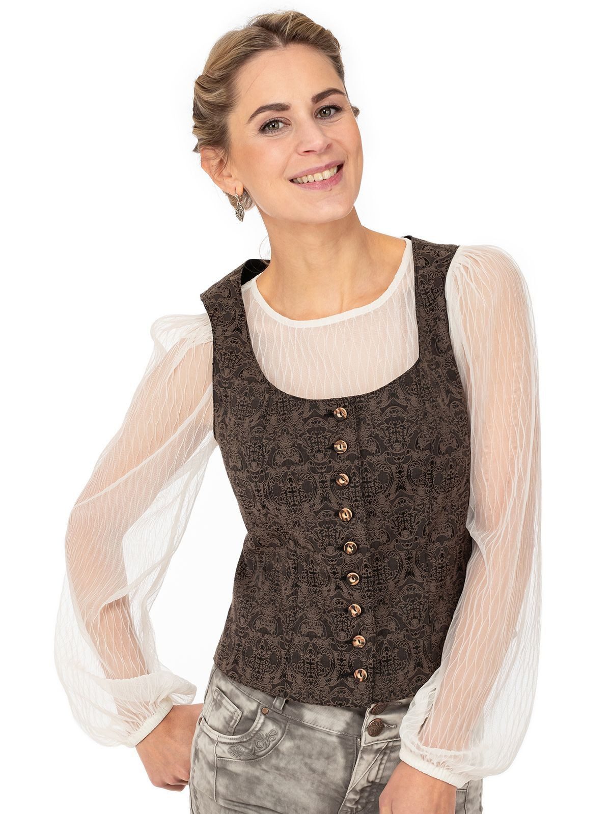 Gipfelstürmer Trachtenbluse 453001-3549 (1-tlg)