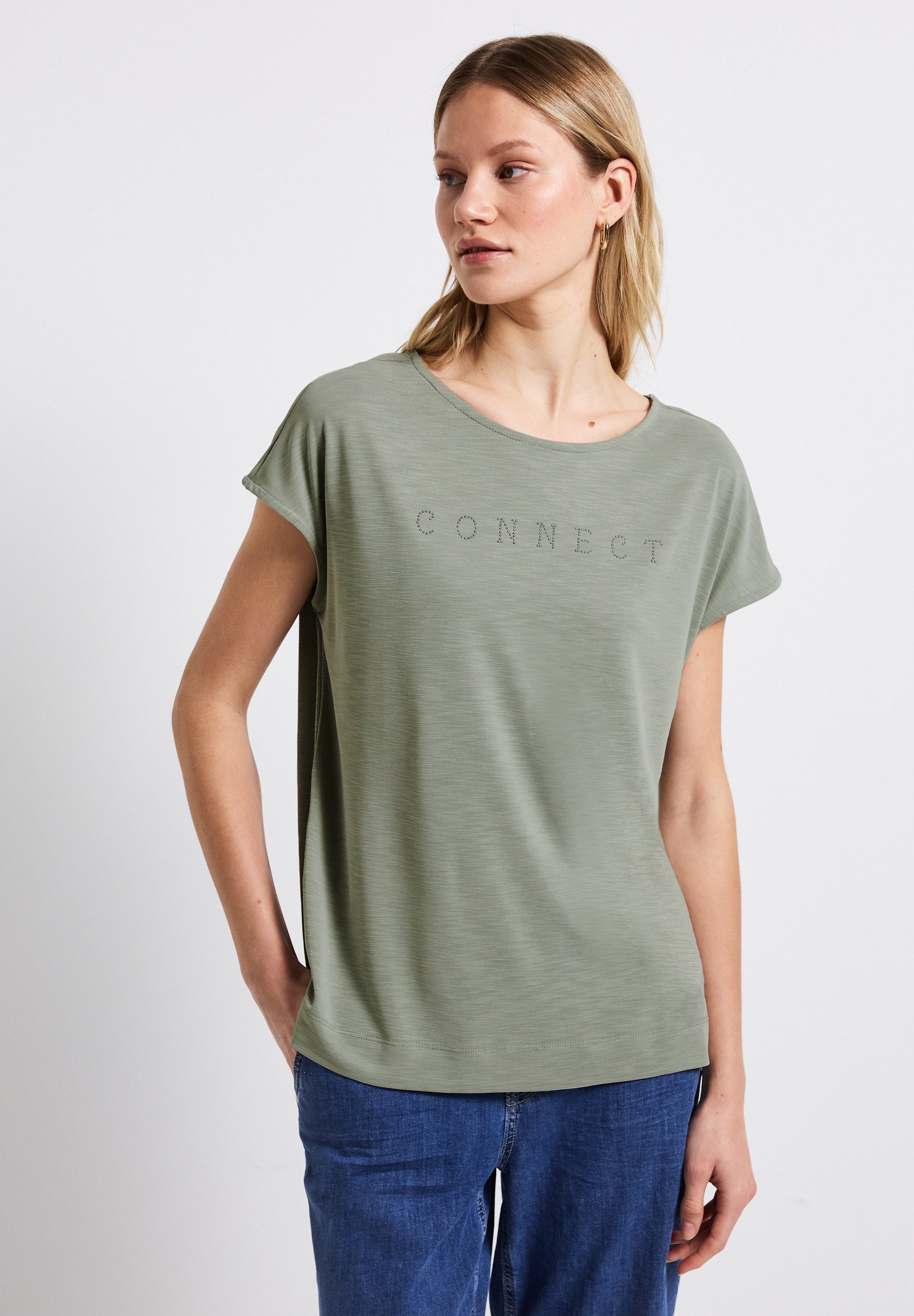 STREET ONE T-Shirt mit Wording aus Schmucksteinen günstig online kaufen