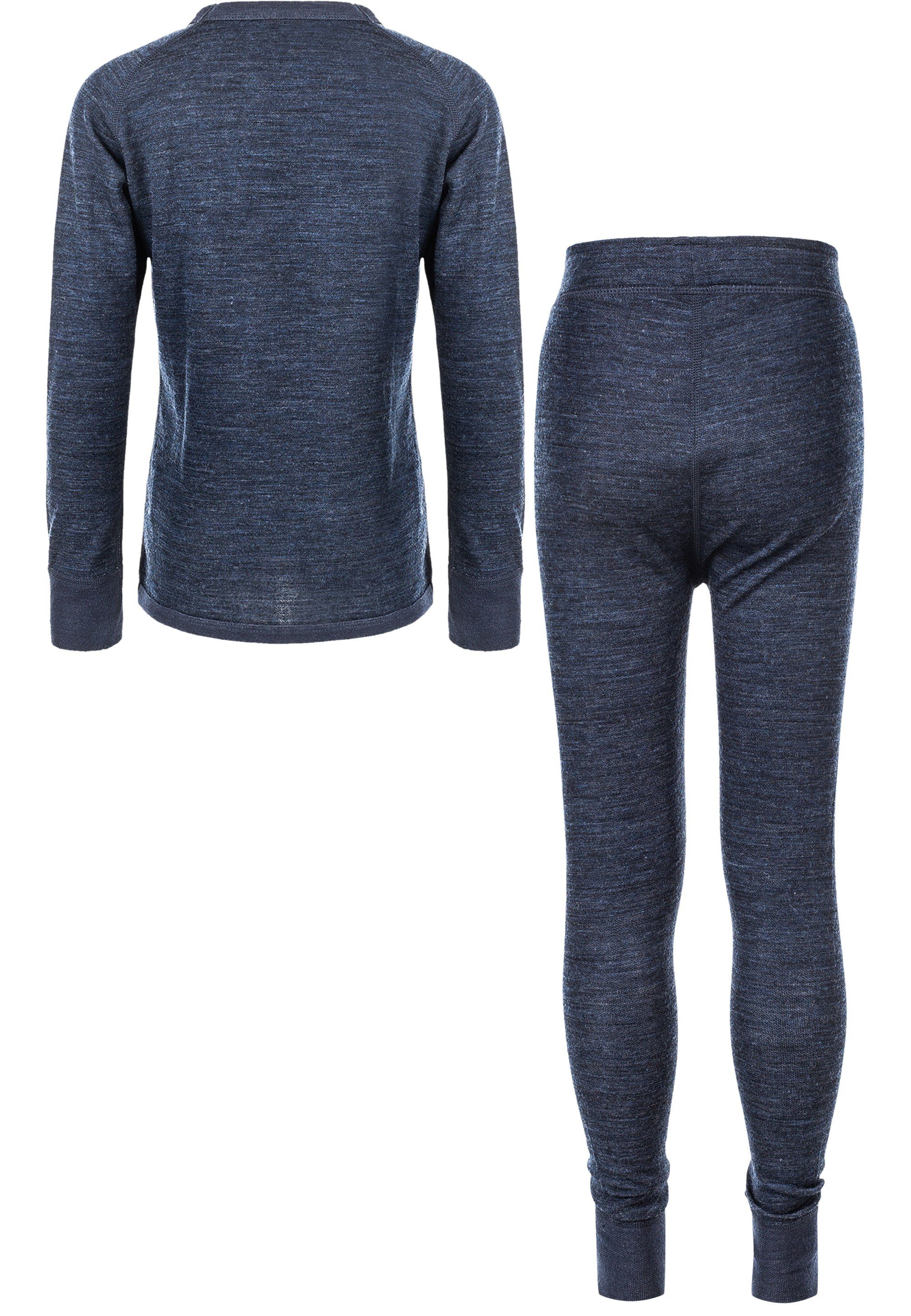 blau mit Merinowolle-Anteil Pattani Wool Funktionsshirt hohem ZIGZAG