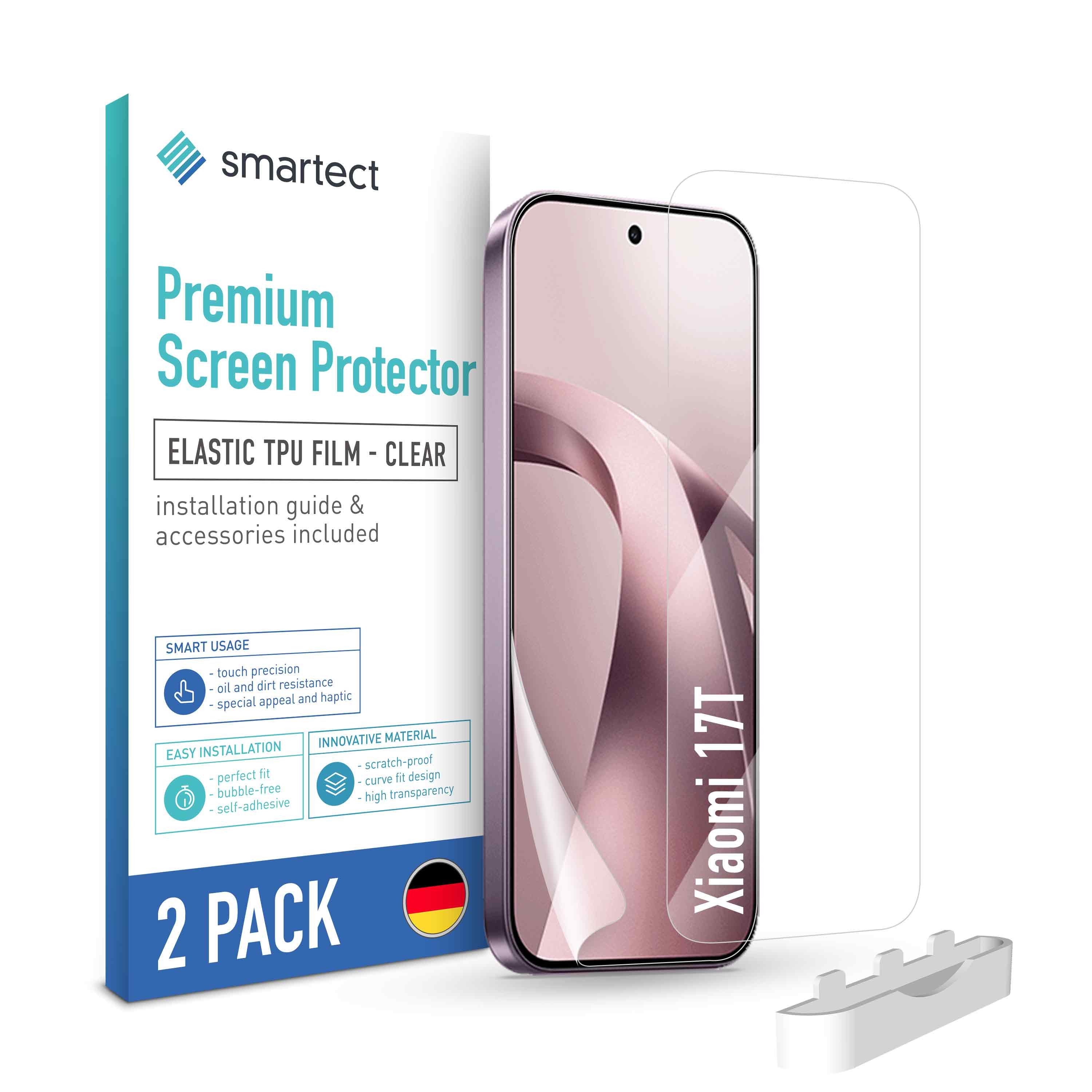 smartect Displayschutzfolie 2X TPU Schutzfolie Klar für Xiaomi 17T für Xiaomi 17T, Set, 2 Stück, Ultra-klar, Kratzfest, Blasenfrei, Oleophob, Fingerabdruck kompatibel