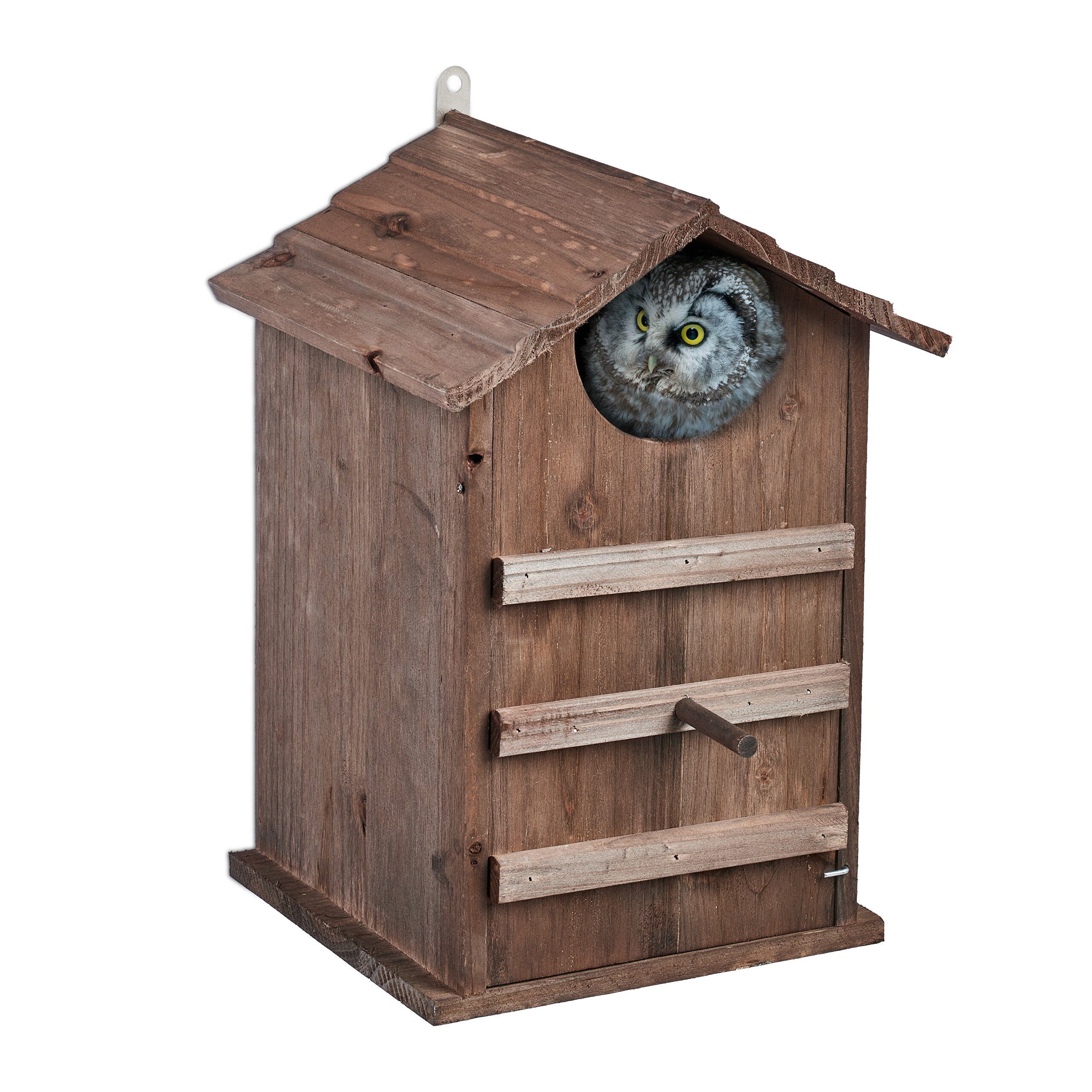 relaxdays Vogelhaus Eulen Nistkasten Holz