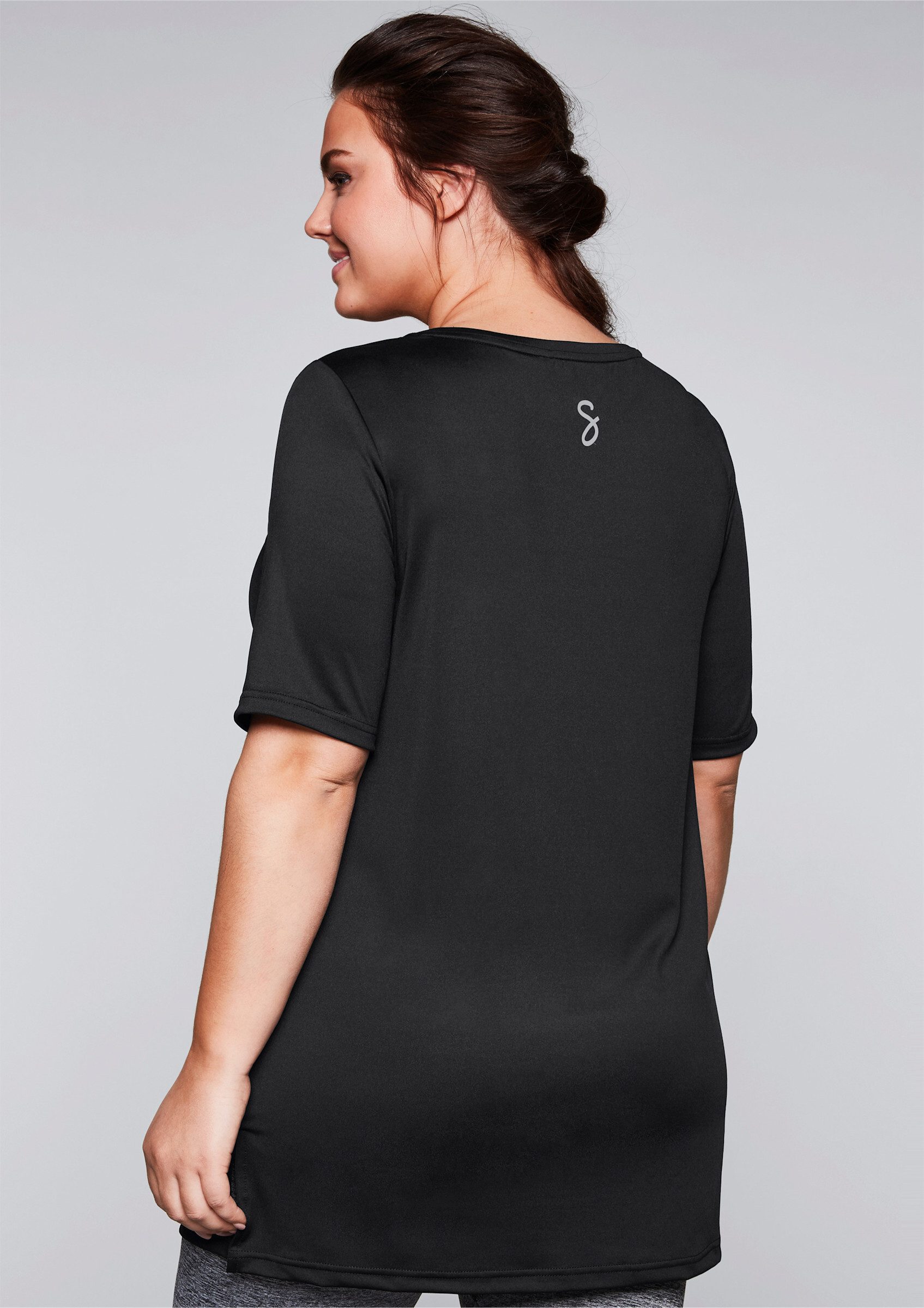 Sheego Trainingsshirt Longshirt Kurzarm
