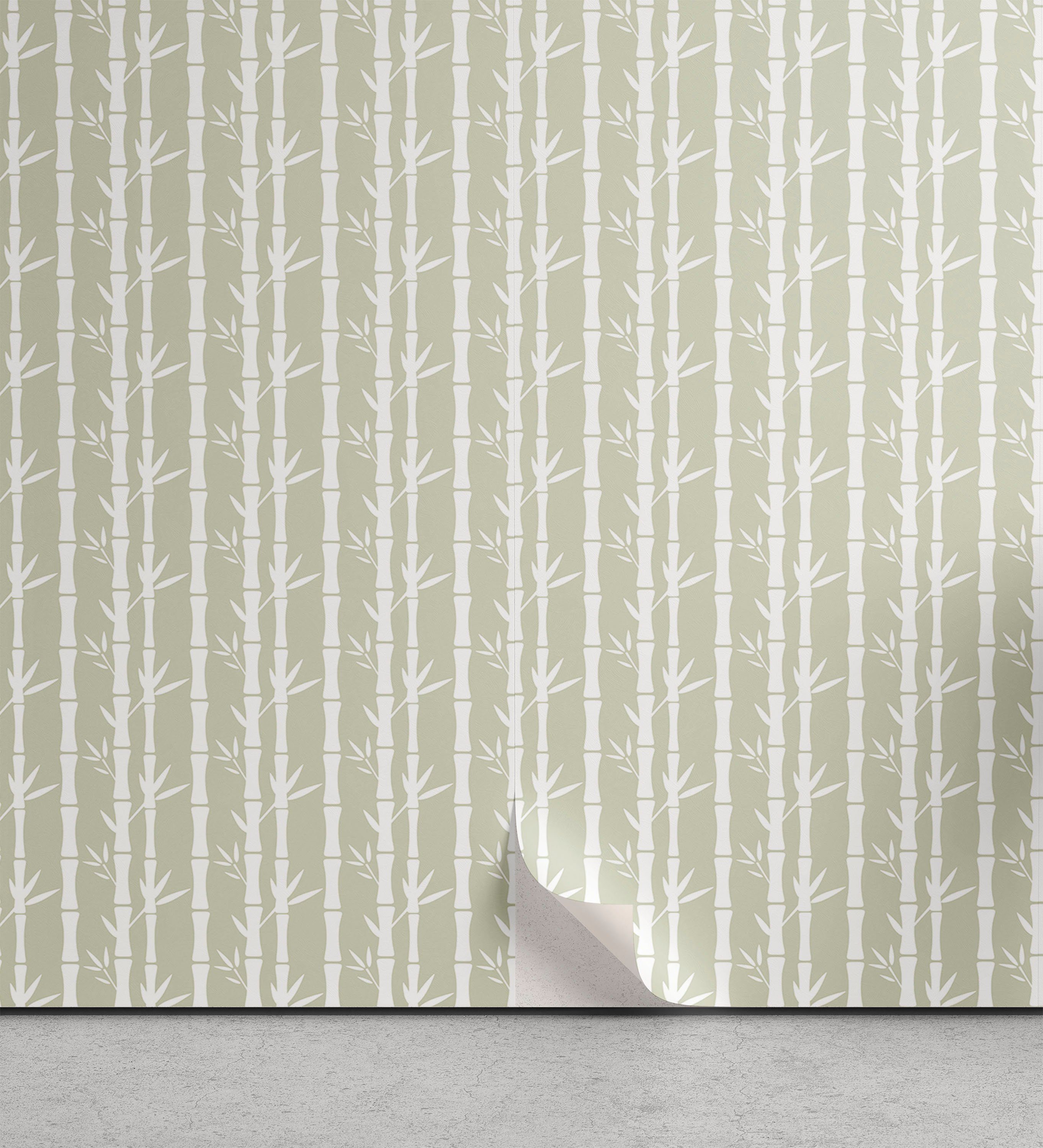 Abakuhaus Vinyltapete selbstklebendes Wohnzimmer Küchenakzent, Tropisch Bambus Zweige Blätter