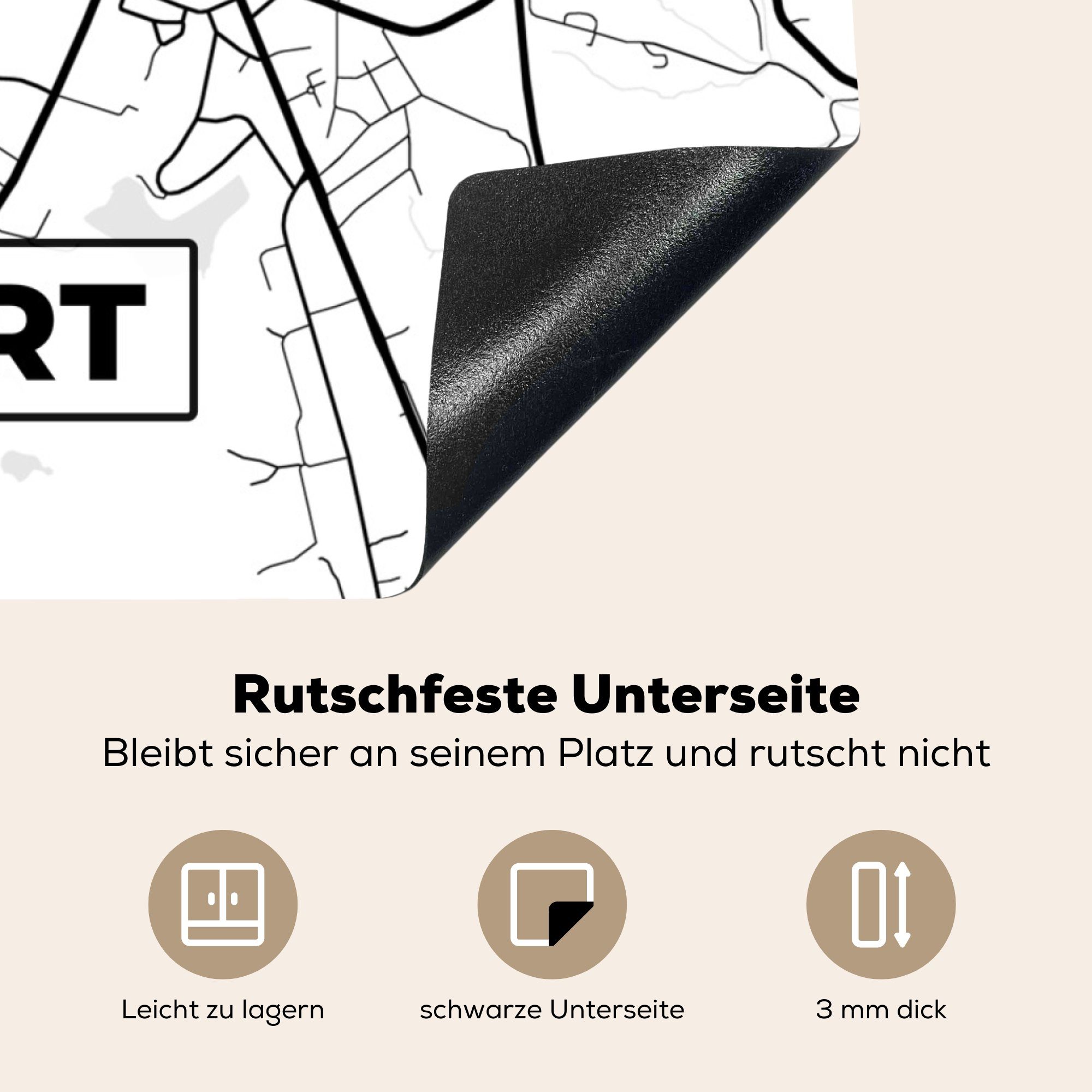 MuchoWow Herdblende-/Abdeckplatte Velbert - Karte cm, Arbeitsplatte küche tlg), (1 78x78 für Stadtplan, Ceranfeldabdeckung, - Vinyl