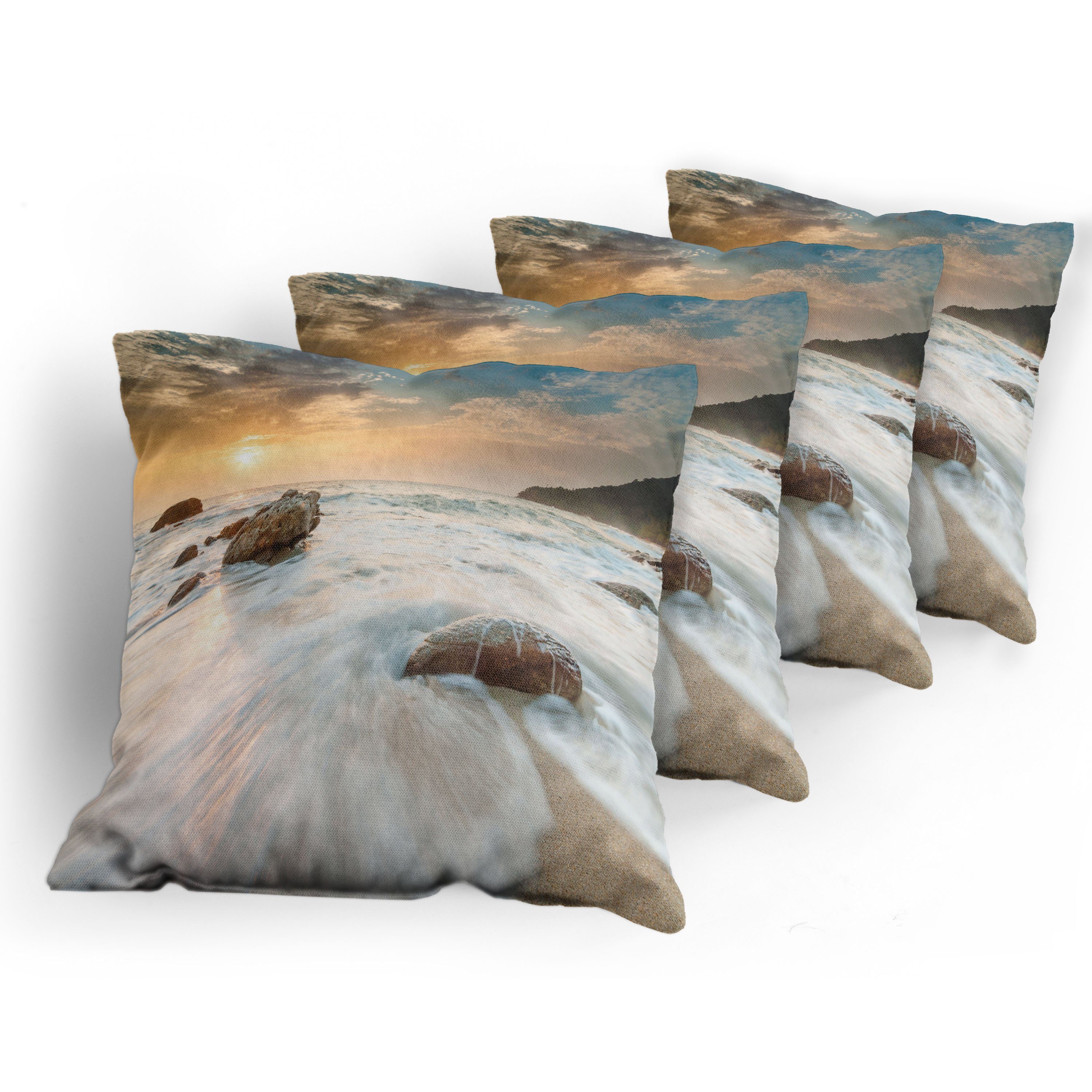 Kissenbezüge Modern Doppelseitiger Horizont Strand Accent Seestück Digitaldruck, (4 Abakuhaus Himmel Stück), und