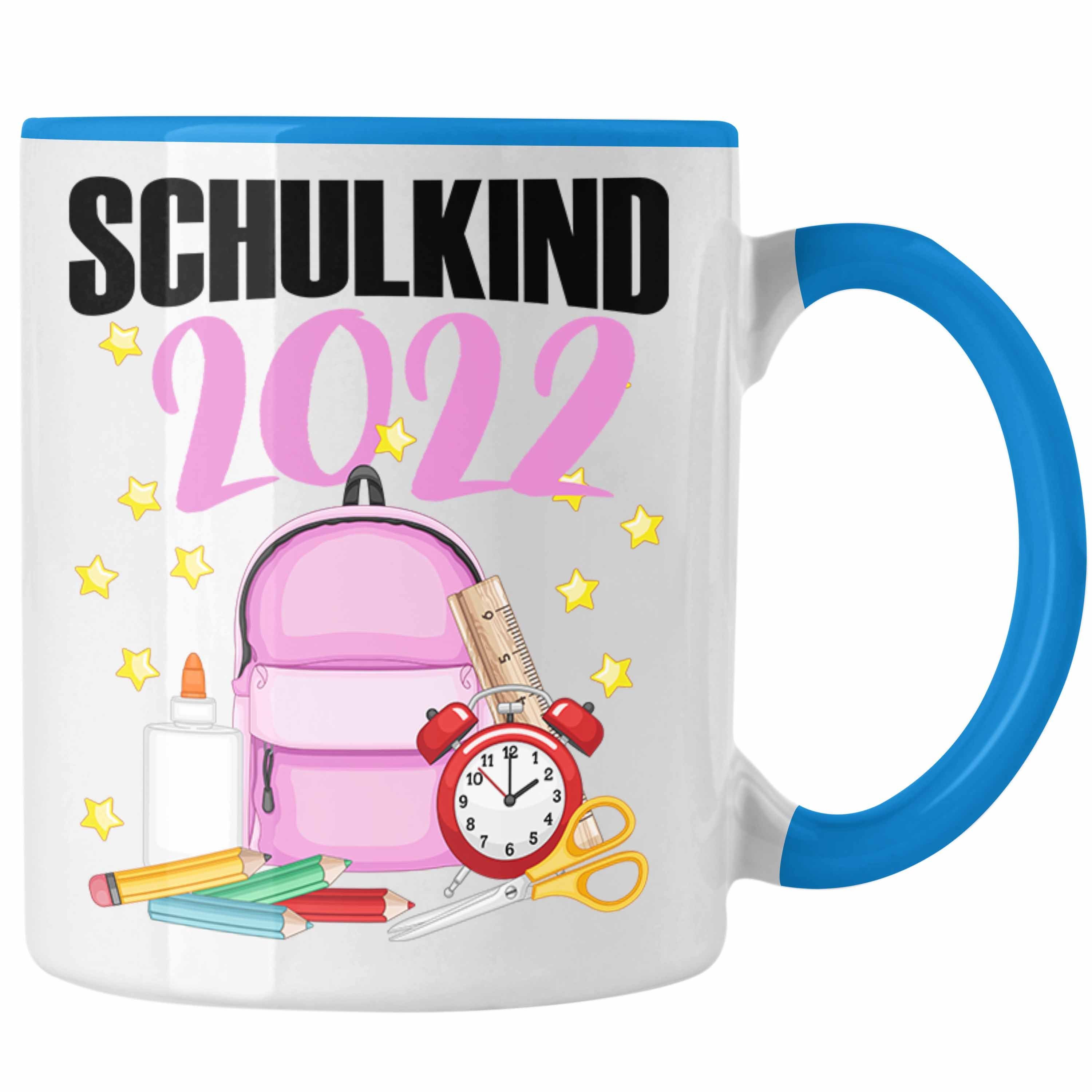 Schulanfang - Tasse 2022 1. Schultüte Trendation Geschenk Schulkind Tasse Schuleinführung Einschulung Schultag Geschenkidee Trendation Füllung Mädchen Schulstart Blau