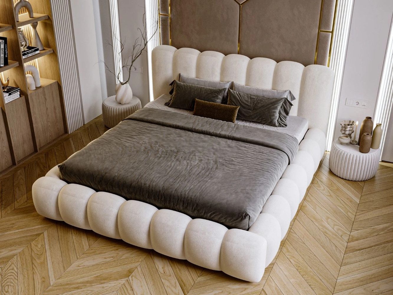 GrainGold Polsterbett mit Bettkästen AVERIA, Bett mit Kopfteil - 180x200 cm günstig online kaufen