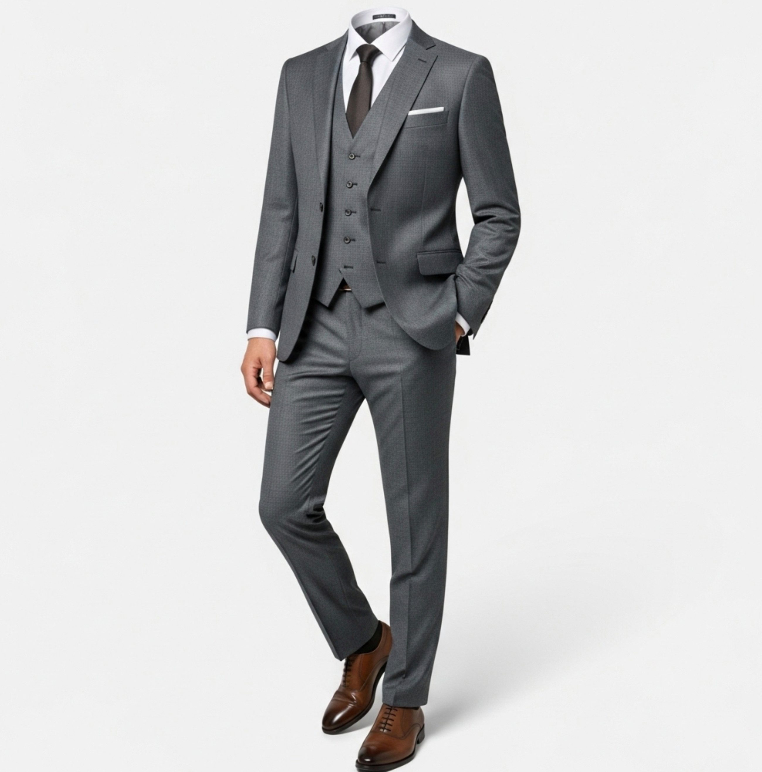 Anzug 3-teilig Keskin Collection Anzug 3 teilig Schwarz Grau Dunkelblau Modern Fit