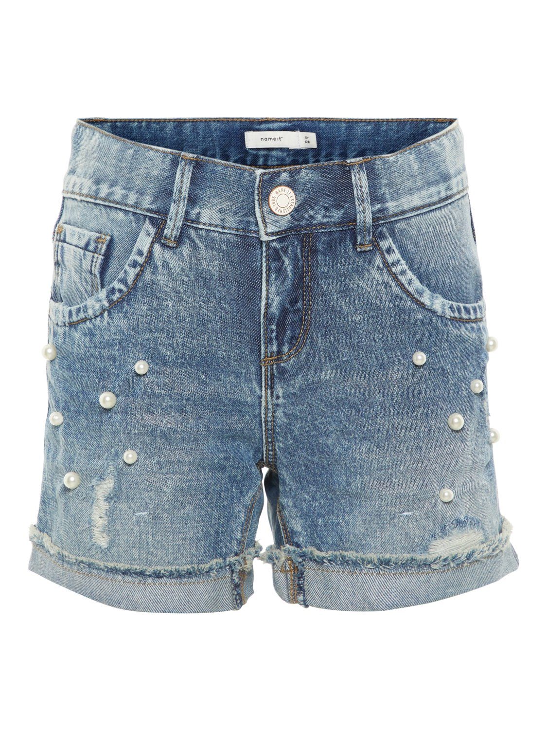 Name It Jeansshorts Name It Mädchen Jeansshorts verziert mit Perlen