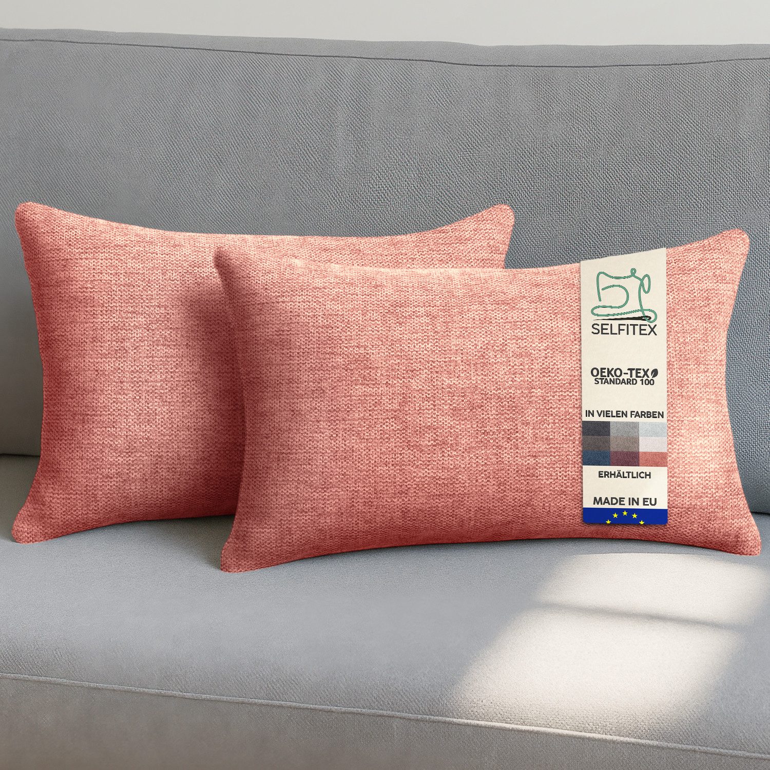Dekokissen 2er Set Sofakissen 30x50/40x40/50x50 inkl. Füllkissen, Canvas Stoff