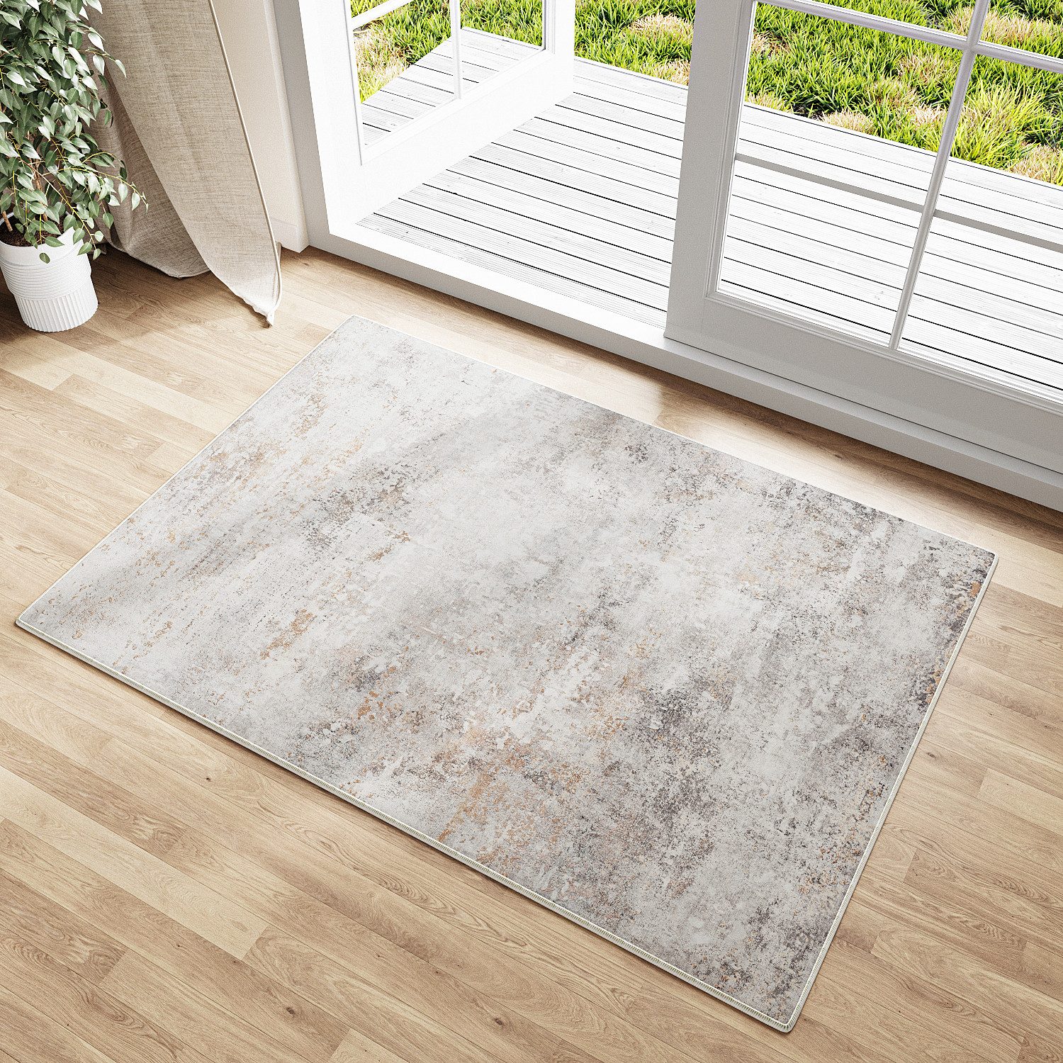 PURECOZY Teppich Kurzflo, Abstrakter Stil Teppich, rutschfest und pflegeleicht, rechteckig, Höhe: 6.1 mm, geeignet für verschiedene Innenräume