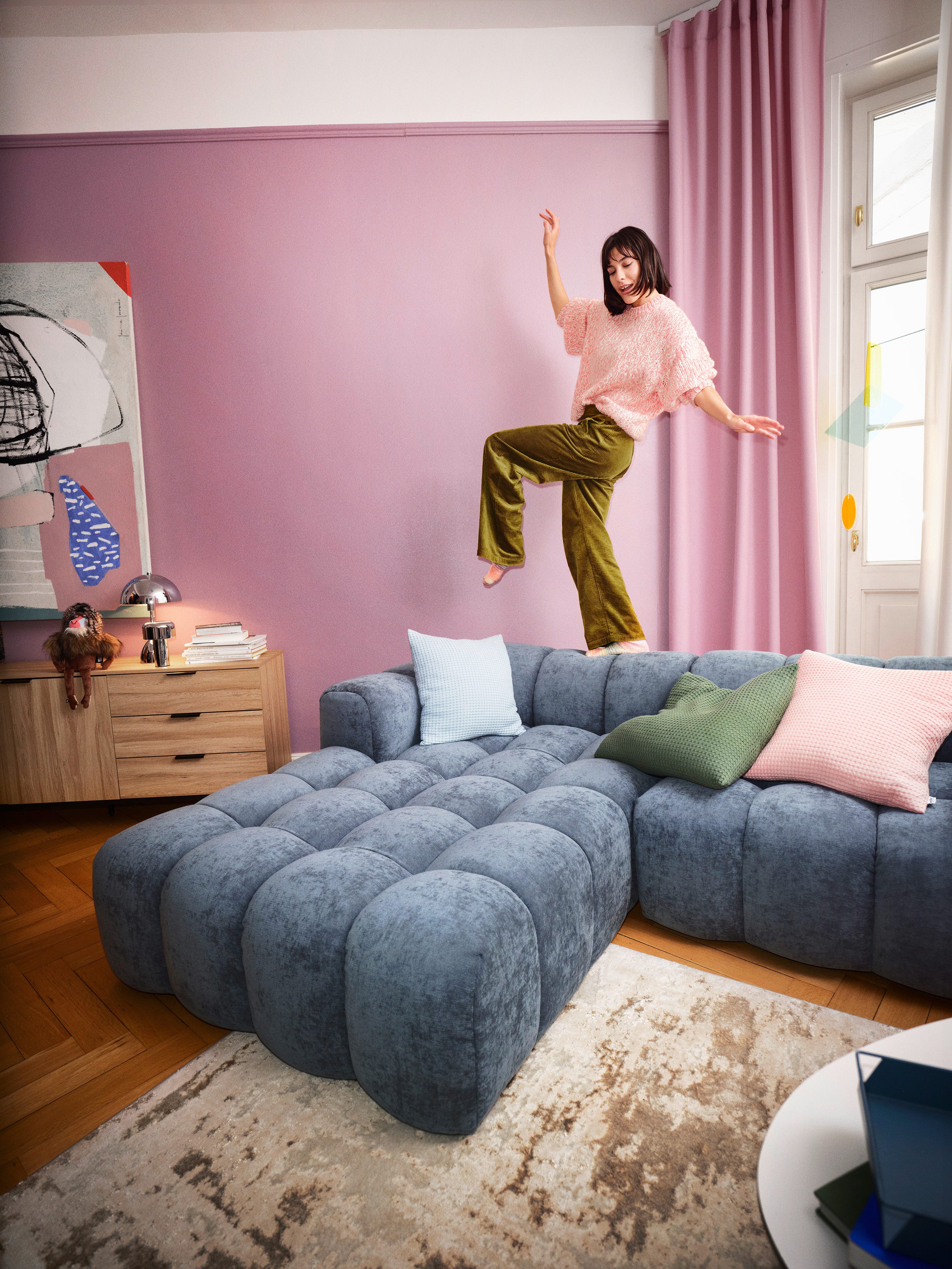 OTTO home Ecksofa KALLIE L-Form, 248 cm - OTTO. Verlässliche Qualität., Bubble Optik, moderne Steppung, hoher Sitzkomfort