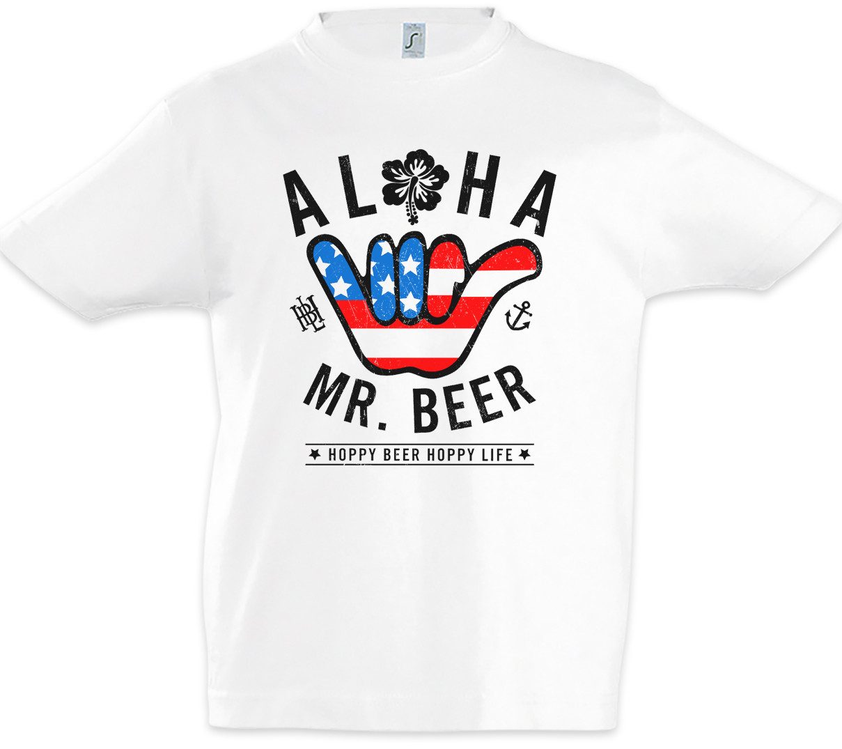 Urban Backwoods Print-Shirt Aloha Mr. Beer Kinder T-Shirt Hoppy Happy Life Bier Brauer Brauerei (1-tlg) Brewery Booze Brewski Cold