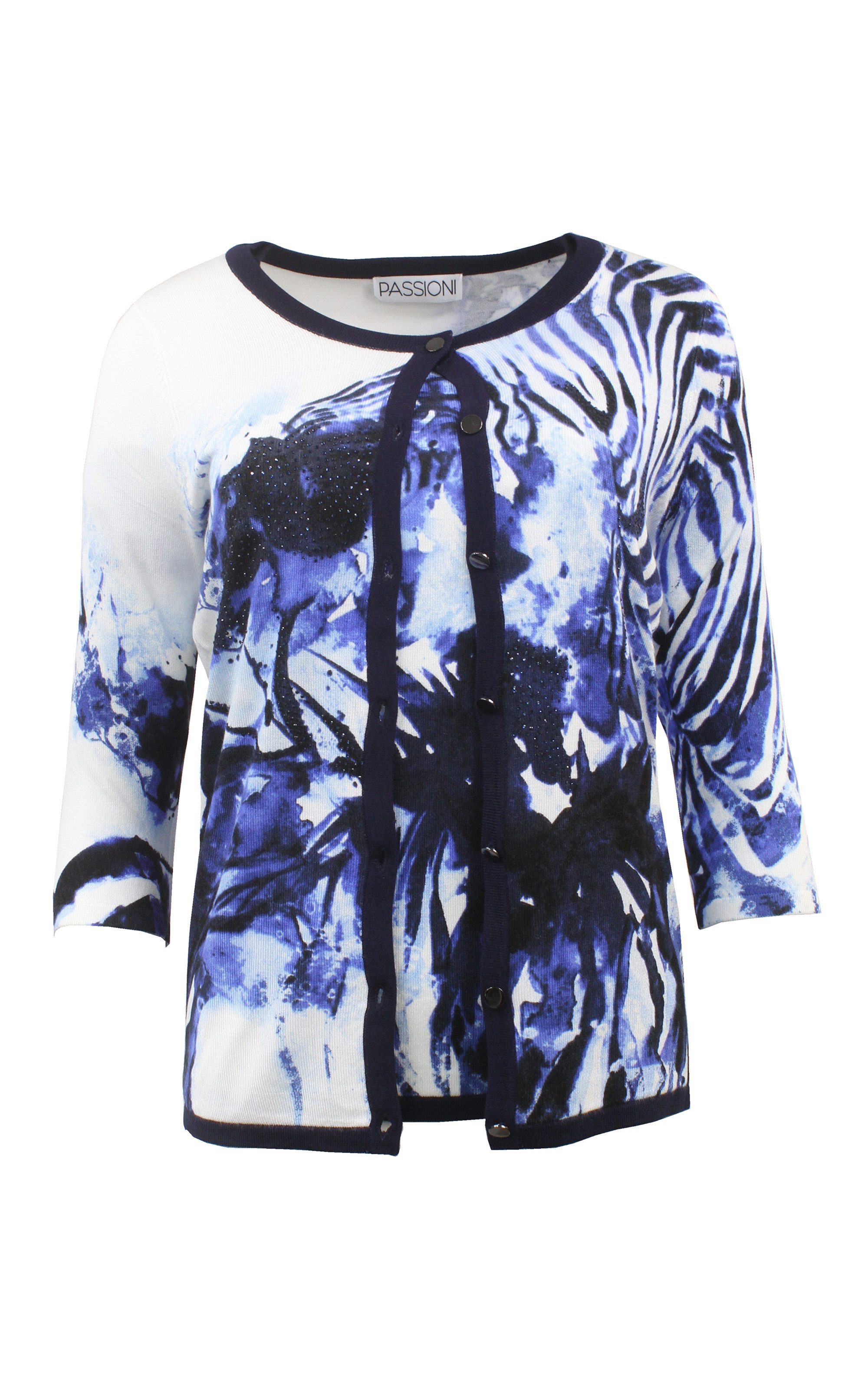 Passioni 2-in-1-Strickjacke Twinset mit 3/4 Arm und abstraktem Zebraprint