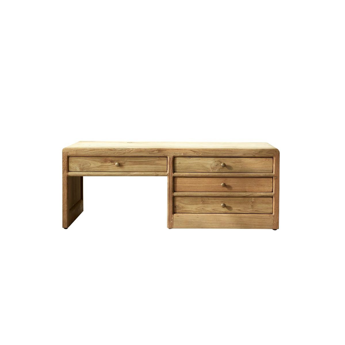 Tikamoon Couchtisch Rechteckiger Couchtisch aus massivem, recyceltem Teakholz Issa