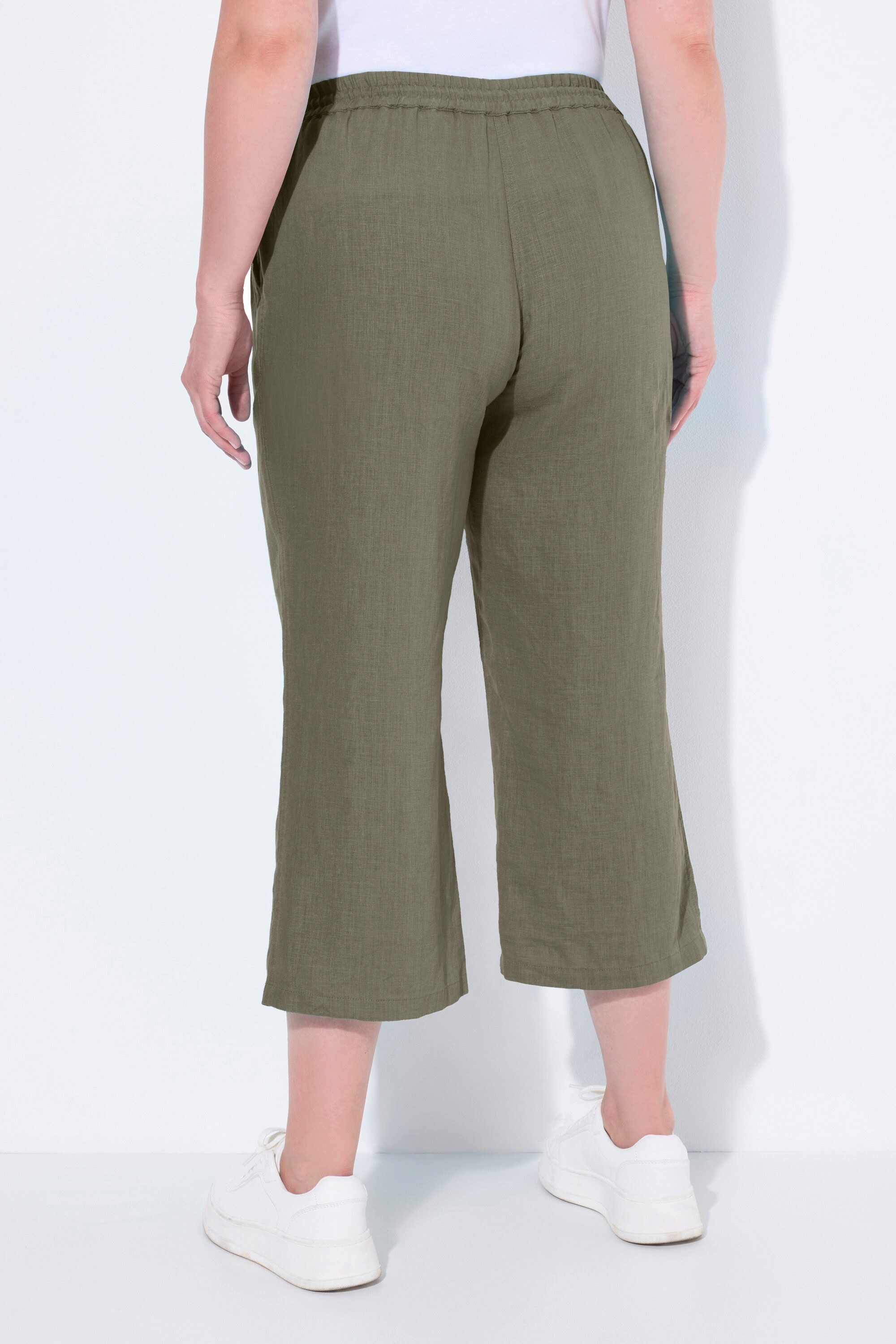 Ulla Popken Funktionshose 7/8-Leinenhose elastischer Bund natürlich kühl