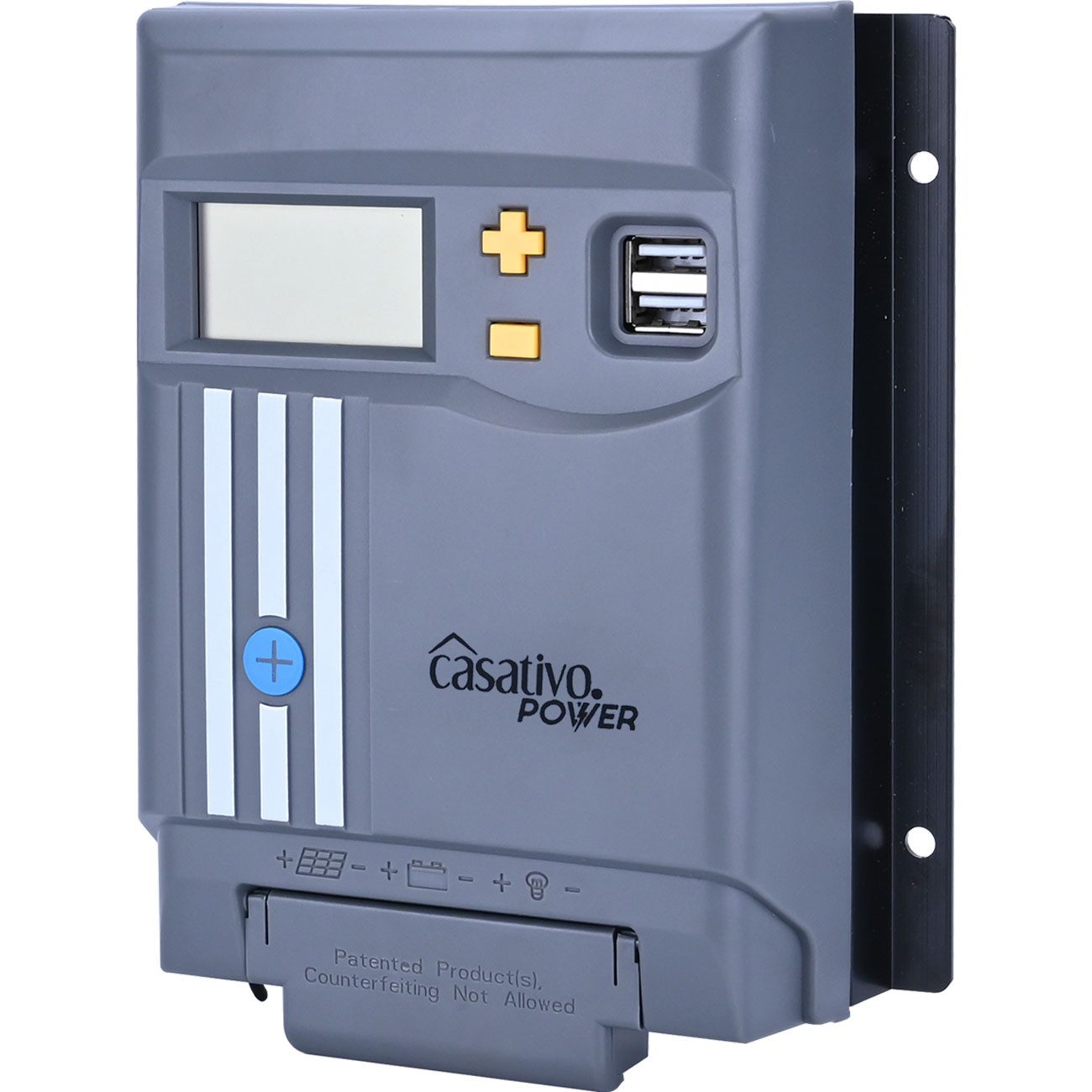 Casativo Solarladeregler MPPT Solarladeregler 20A für 12V/24V mit LCD-Display & 2 USB-Ports, 1-St., 1er-Set & 2er-Set, Effizientes MPPT-Tracking/Überspannungsschutz/für Solarpanel