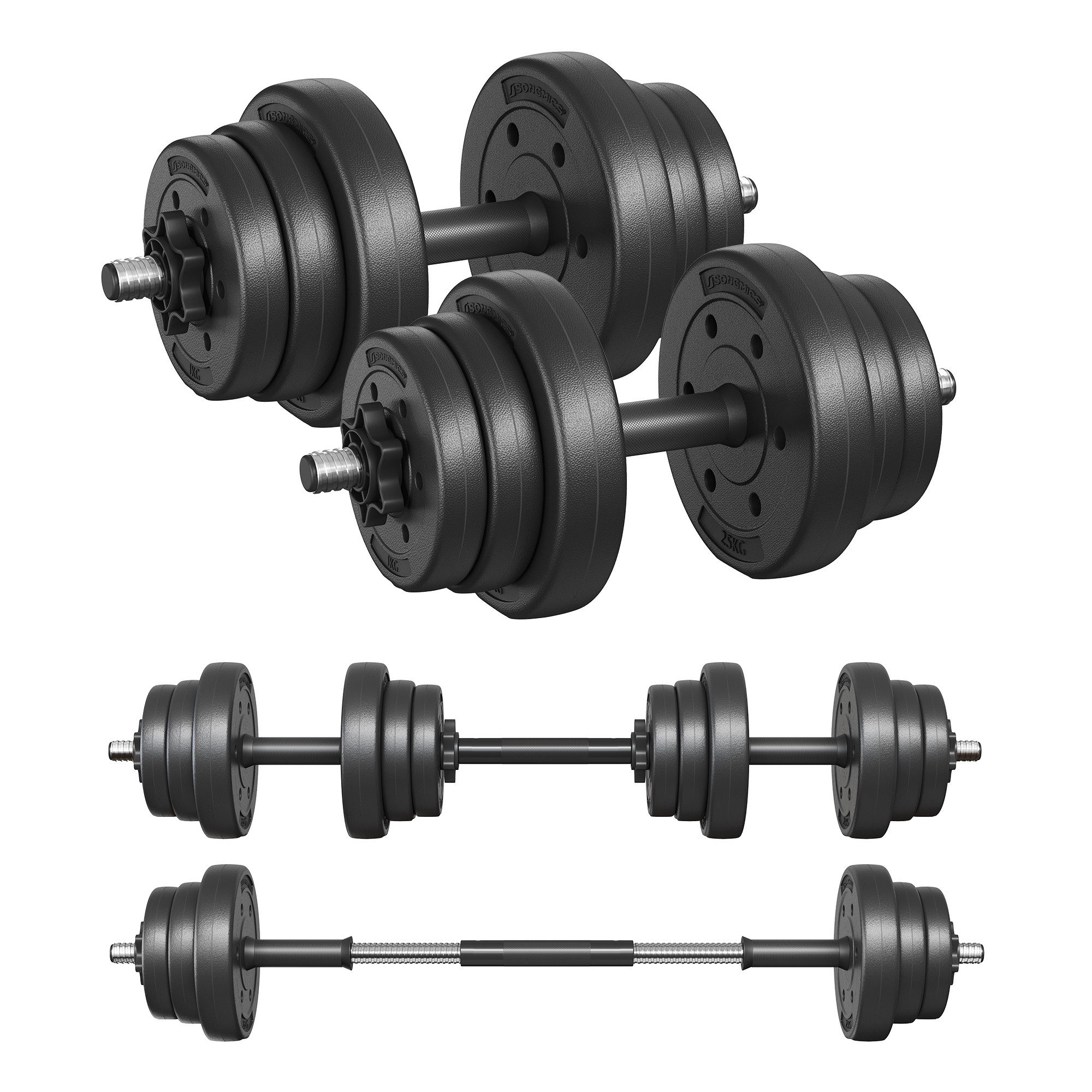 SONGMICS Hantel-Set 2er Hantelset, 2-in-1-Kurzhantel, 20KG/30 KG, rutschfeste Griffe