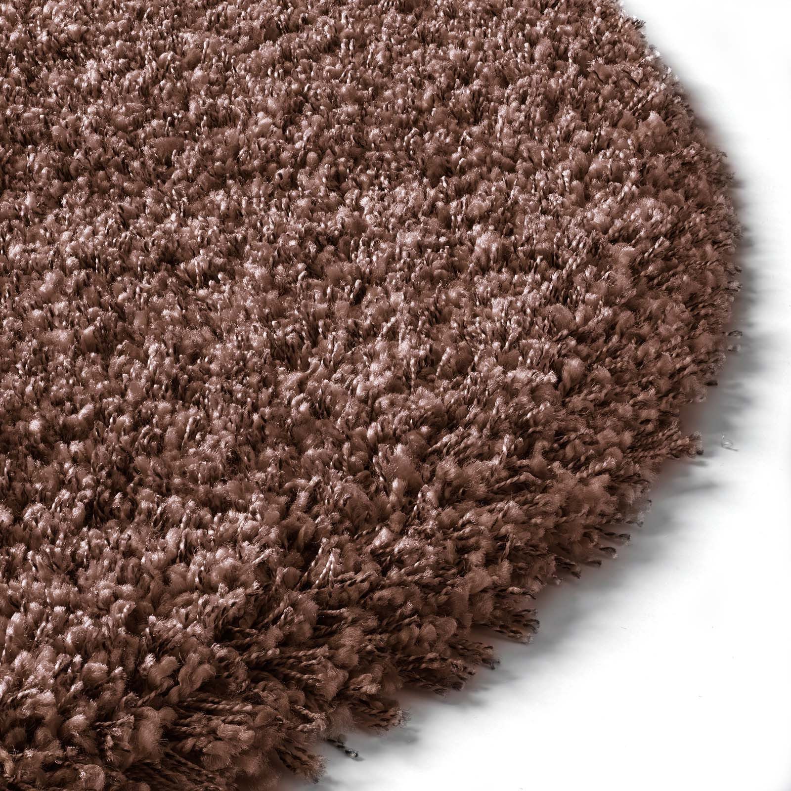 TaCa Home Langflor-Teppich Shaggy Teppich Langflor, rund, Höhe: 60 mm, Schlafzimmer Kinderzimmer Wohnzimmer, rostbraun - 120 x 120 cm rund – Bild 4 von 5
