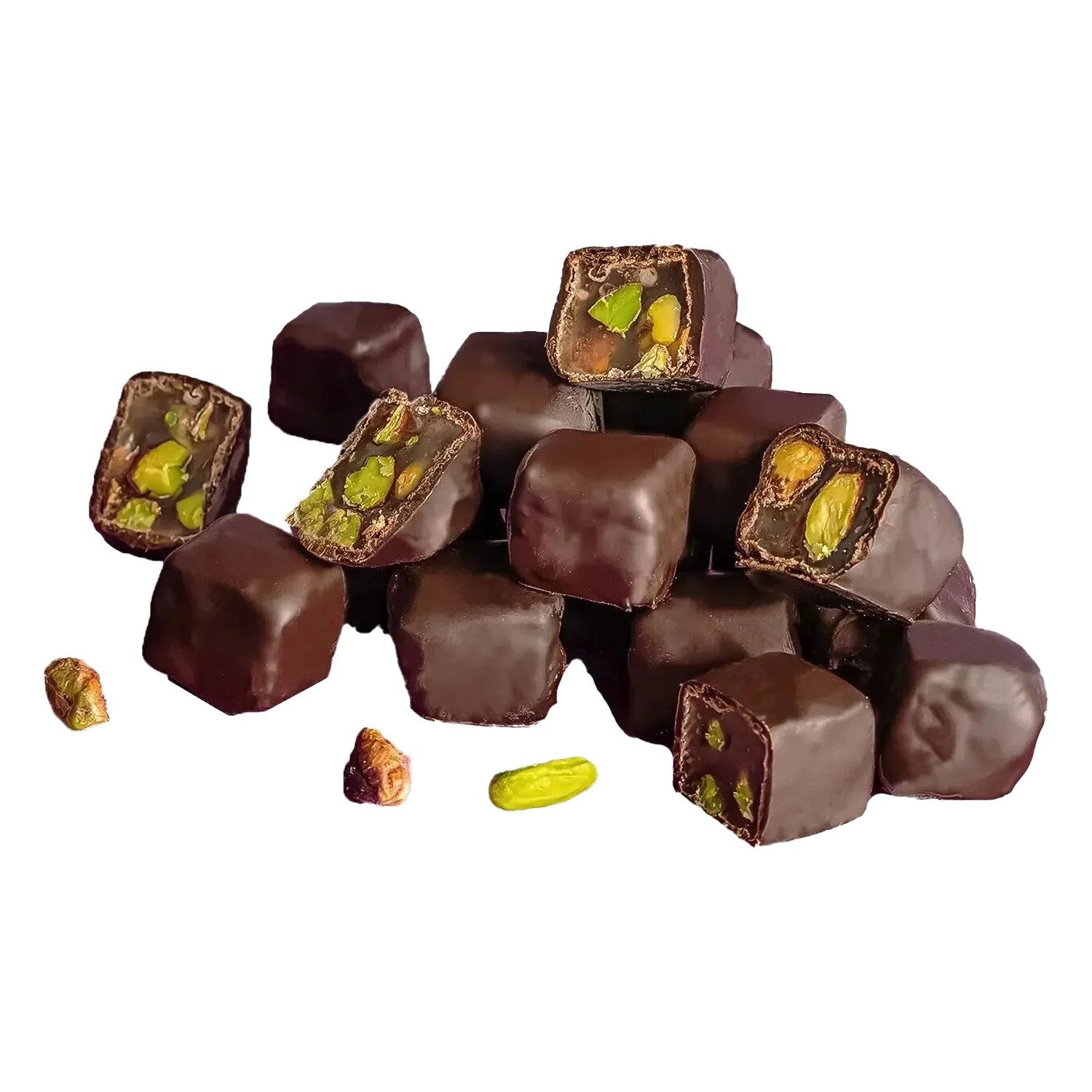 We_Natur Süßigkeit Schokoladen-Lokum mit Pistazien 350 gr, 350 g, Zarter Lokum mit Pistazien und feiner Schokoladenhülle