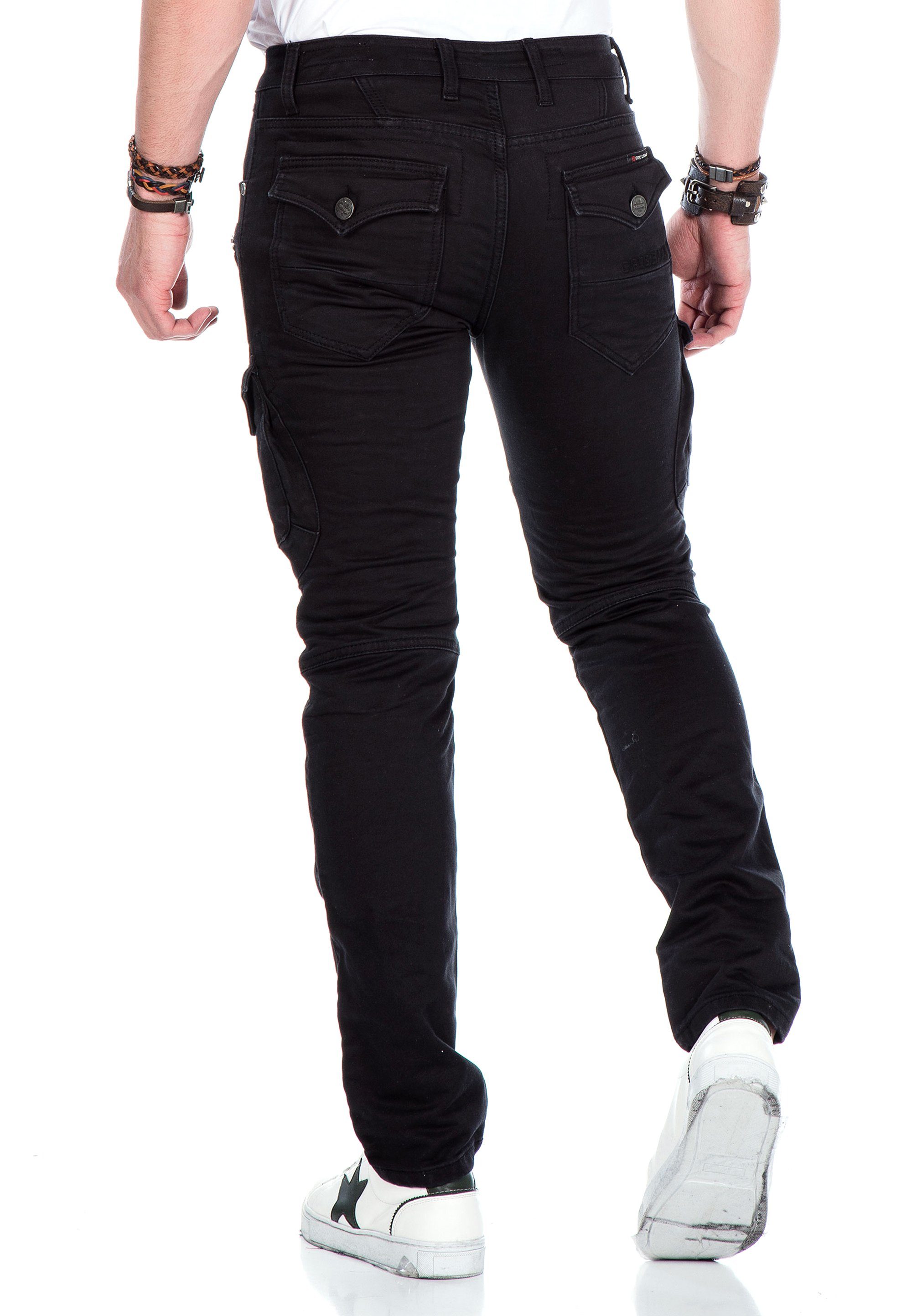 Cipo & Baxx Bequeme im Jeans Biker-Stil schwarz angesagten