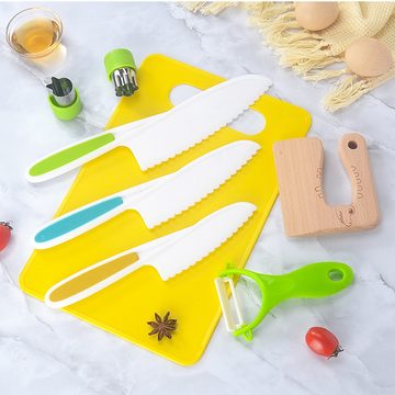 Henreal Kinderkochmesser Küchenmesser Set mit Gemüse Ausstechformen, Schneidebrett