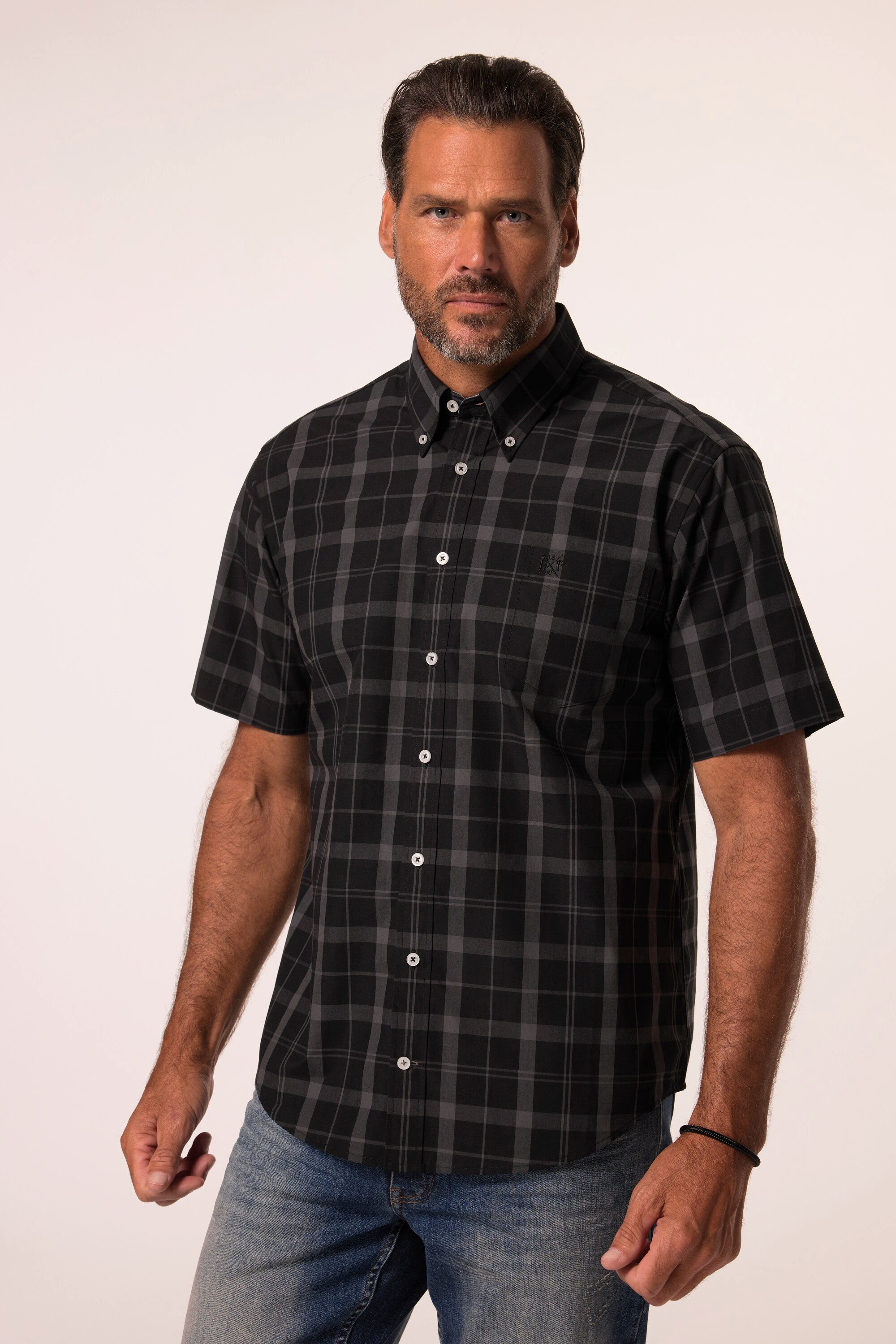 JP1880 Kurzarmhemd Karohemd Halbarm Buttondown-Kragen Modern Fit
