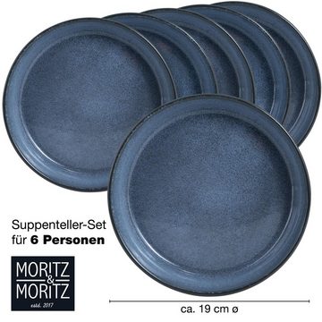 Moritz & Moritz Tafelservice Moritz & Moritz 6tlg Suppen Teller Blau Geschirr Set Digital (6-tlg), 6 Personen, Geschirrset für 6 Personen