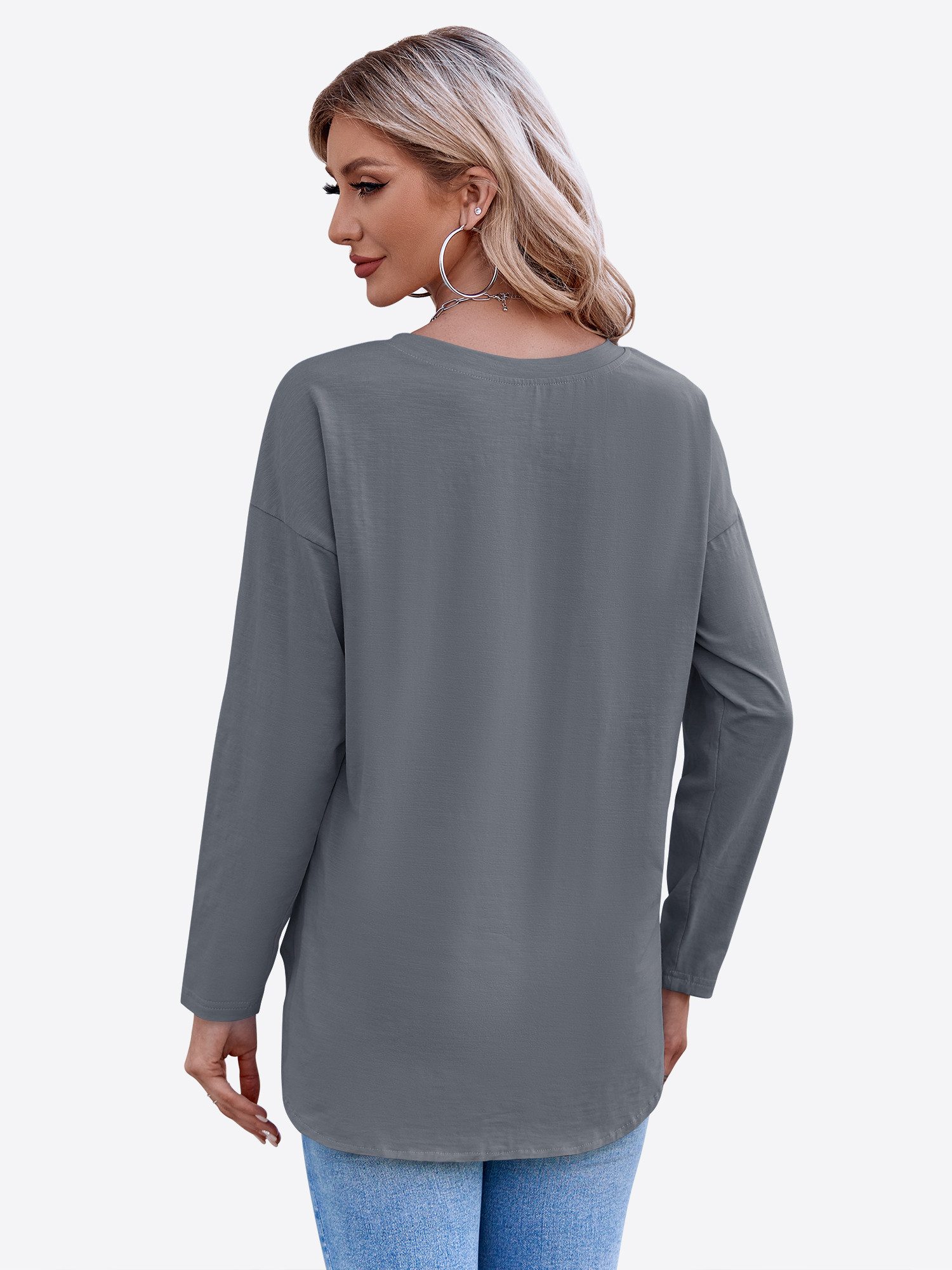Imily Bela T-Shirt Damen Langärmliges Oversize mit Rundhal (Packung, 1-tlg. günstig online kaufen