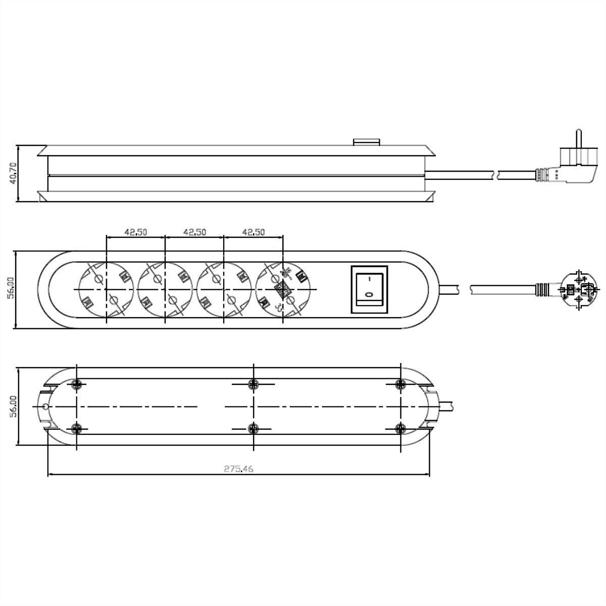 Bachmann SMART Steckdosenleiste 4x Schutzkontakt, Schalter Steckdosenleiste (Kabellänge 1.5 m), 381.130K
